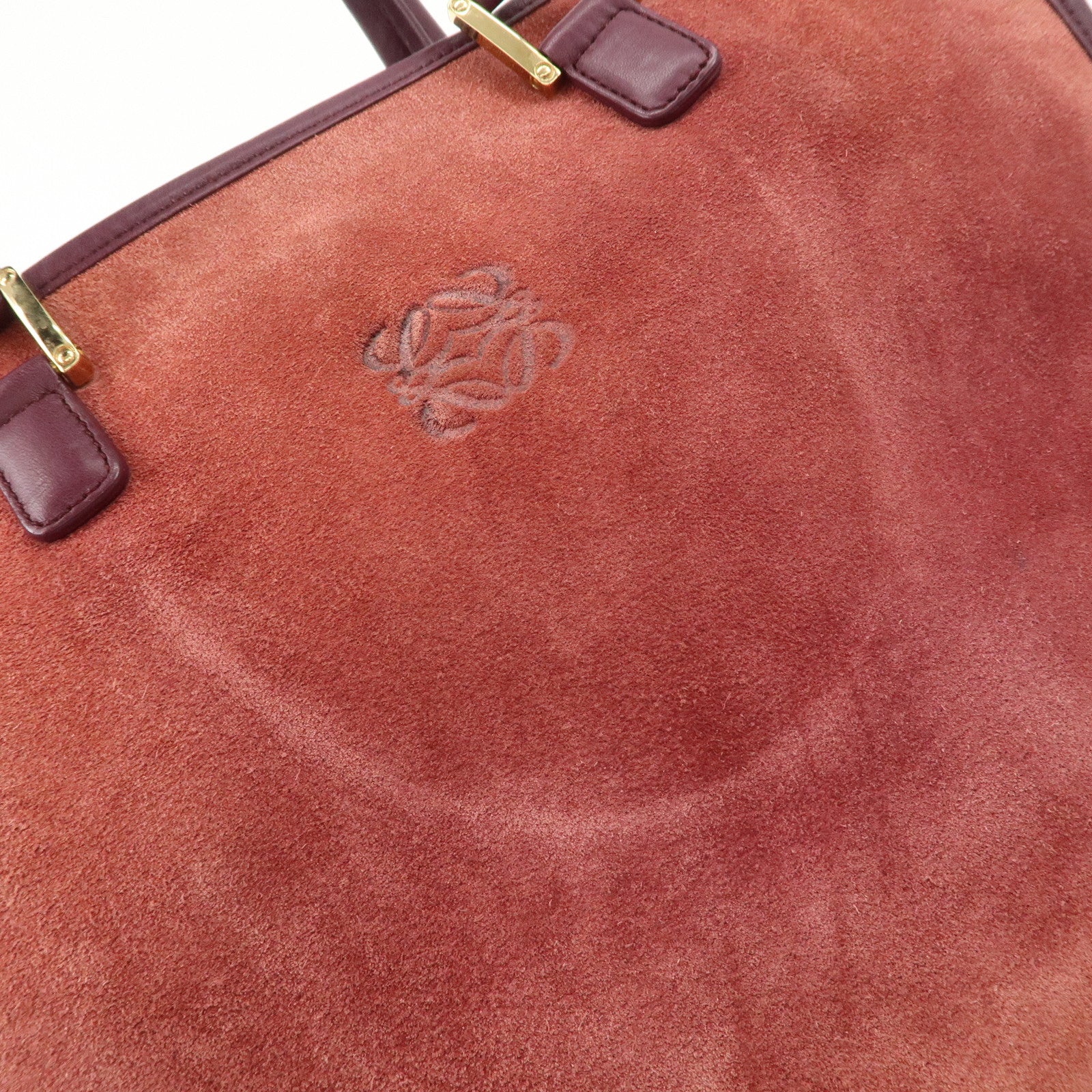 LOEWE Anagram Suede Leather Amazona 32 Hand Bag Pink Purple Used