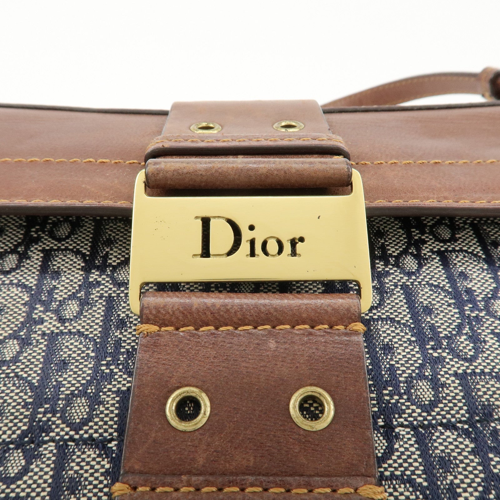 Christian Dior Trotter Street Chic Canvas Leather Shoulder Bag Used