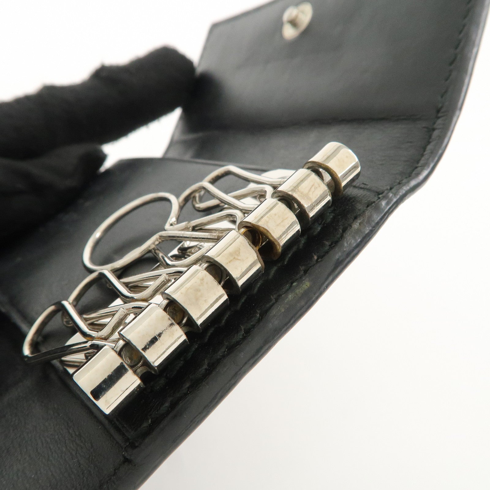 GUCCI Sherry Guccissima Leather 6 Key Case Black 408828 Used