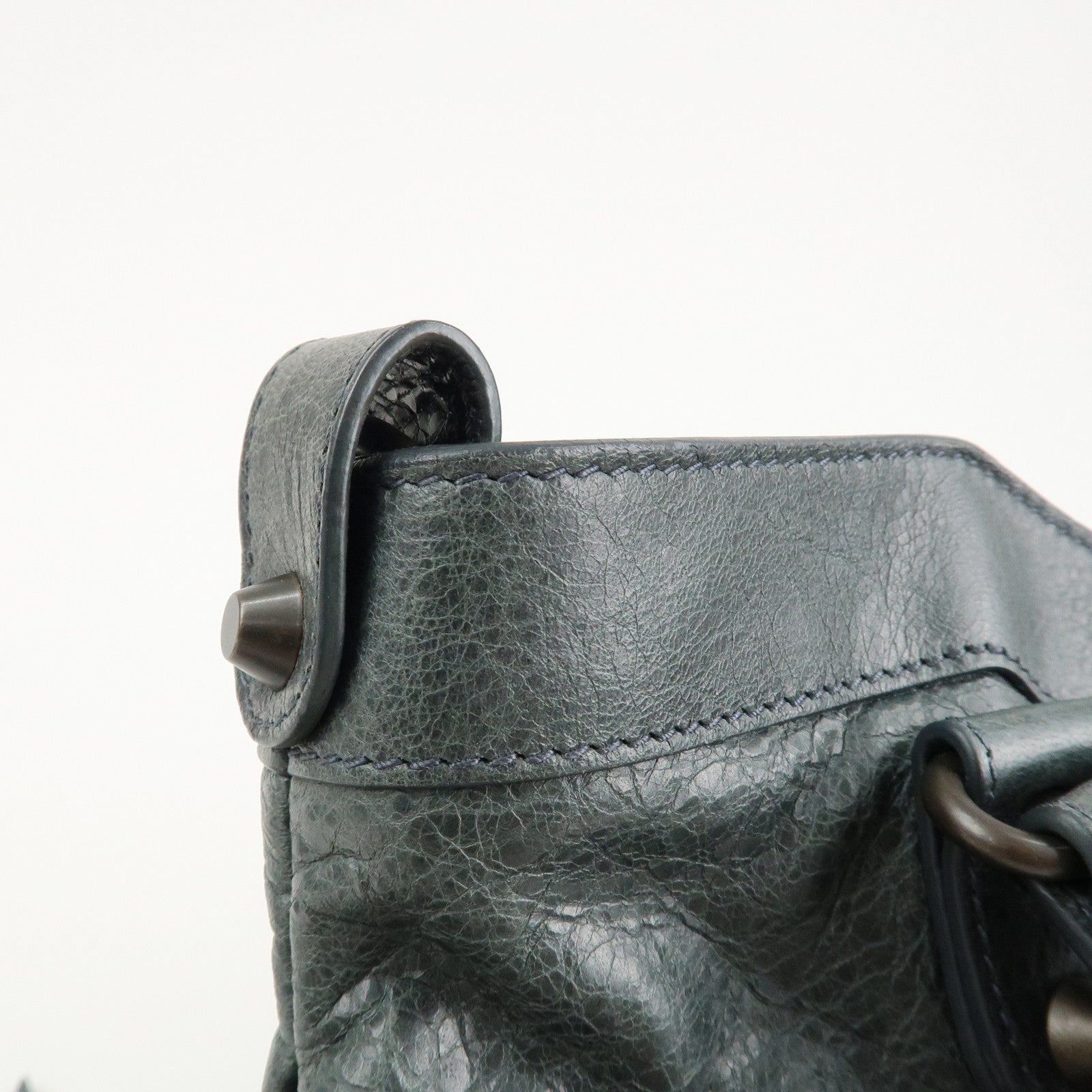 BALENCIAGA The City Leather 2way Bag Hand Bag Green 240579 Used