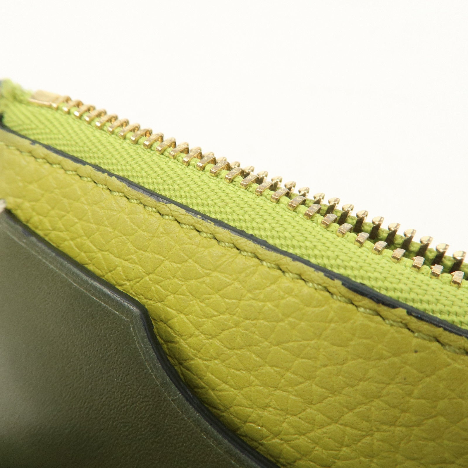 LOEWE Anagram Leather Coin Case Fragment Case Yellow Khaki Used
