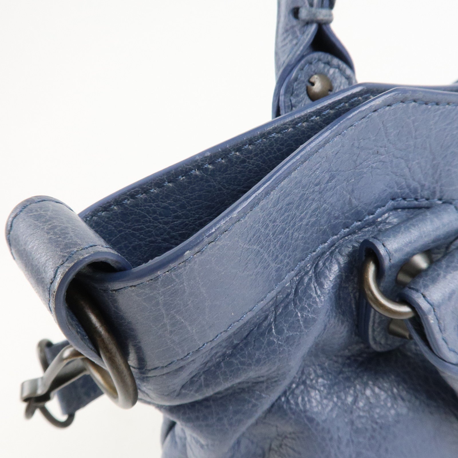 BALENCIAGA The First Leather 2Way Bag Hand Bag Blue Used