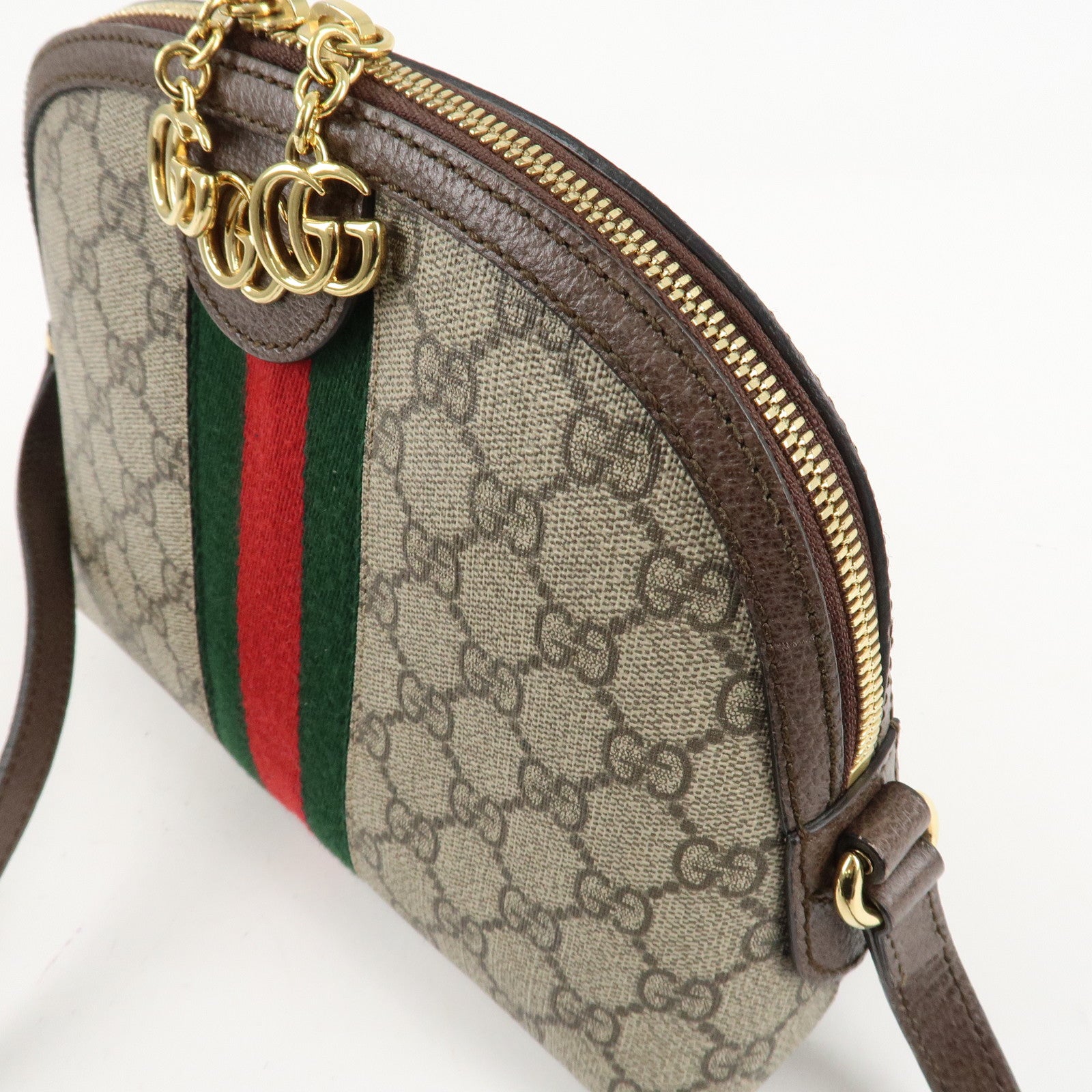 GUCCI Ophidia GG Supreme Sherry Leather Shoulder Bag 499621 Used