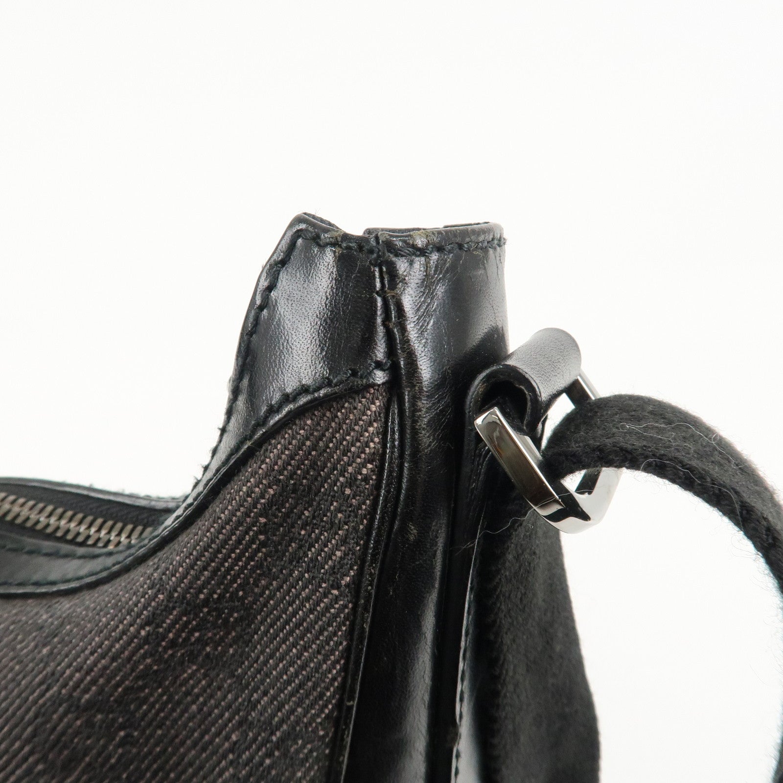 GUCCI GG Denim Leather Shoulder Bag Dark Brown 101682 Used