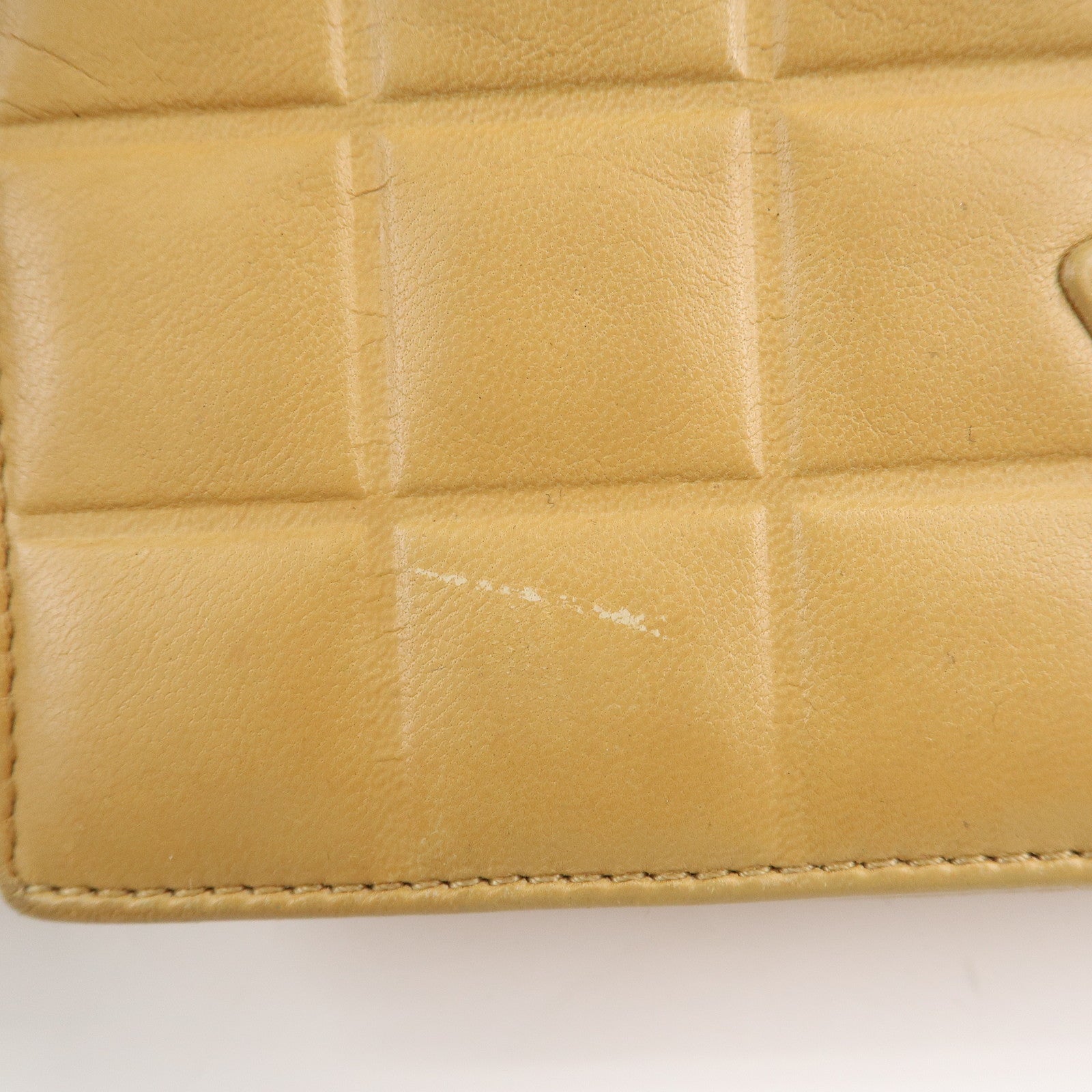 CHANEL COCO Mark Chocolate Bar Lamb Skin Shoulder Bag Beige Used