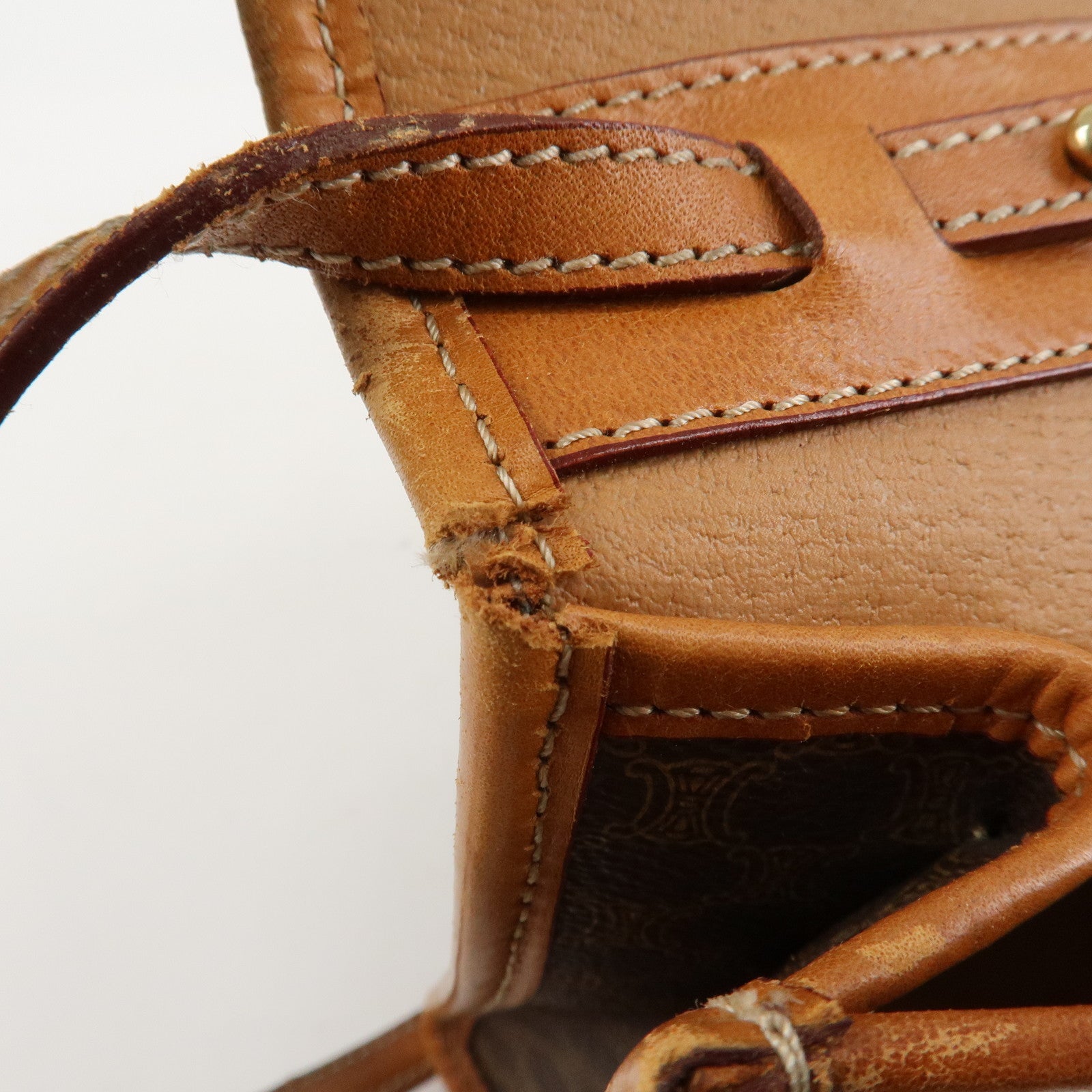 CELINE Macadam PVC Leather Shoulder Bag Hand Bag Brown Used