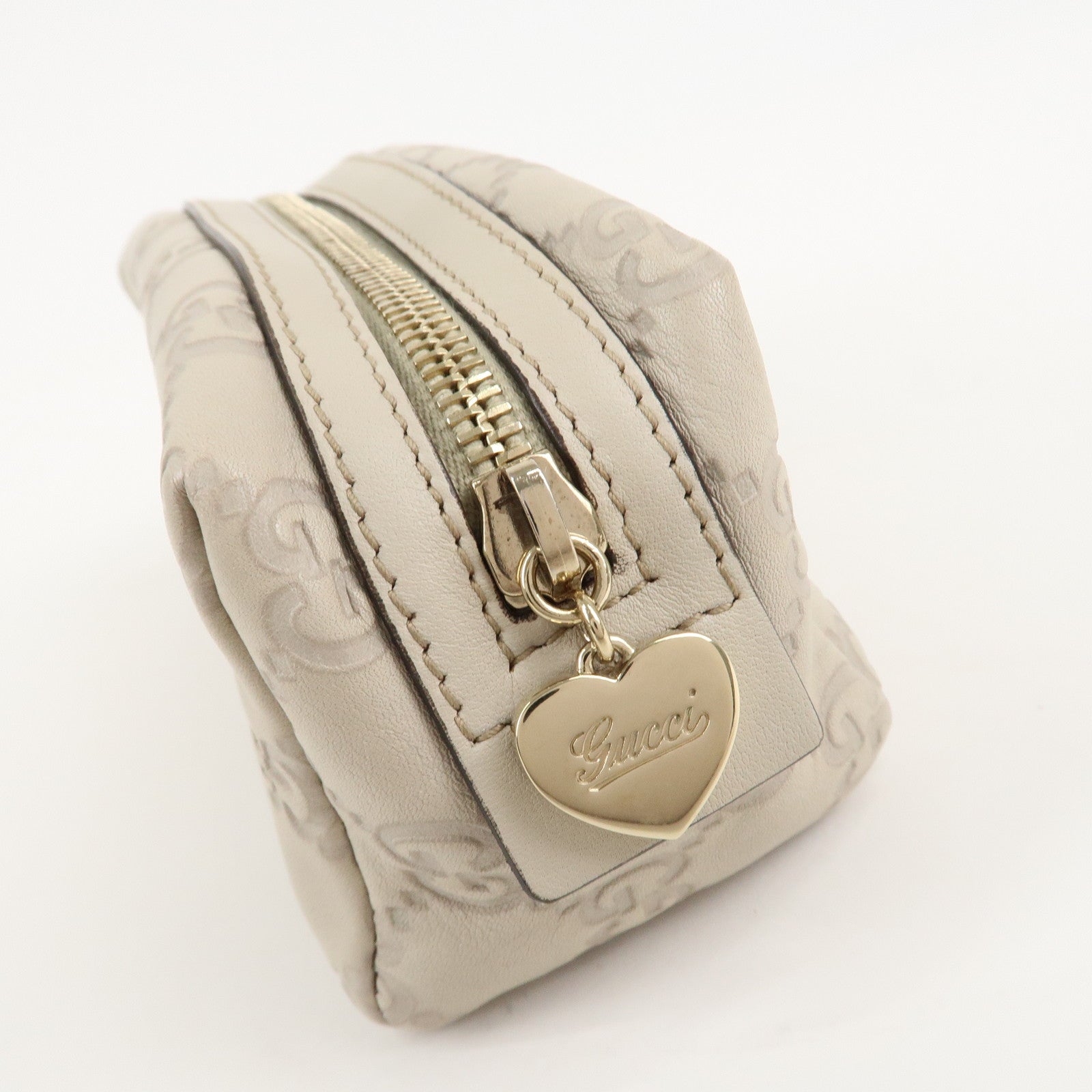 GUCCI Guccissima Leather Pouch Cosmetic Pouch Ivory 153228 Used