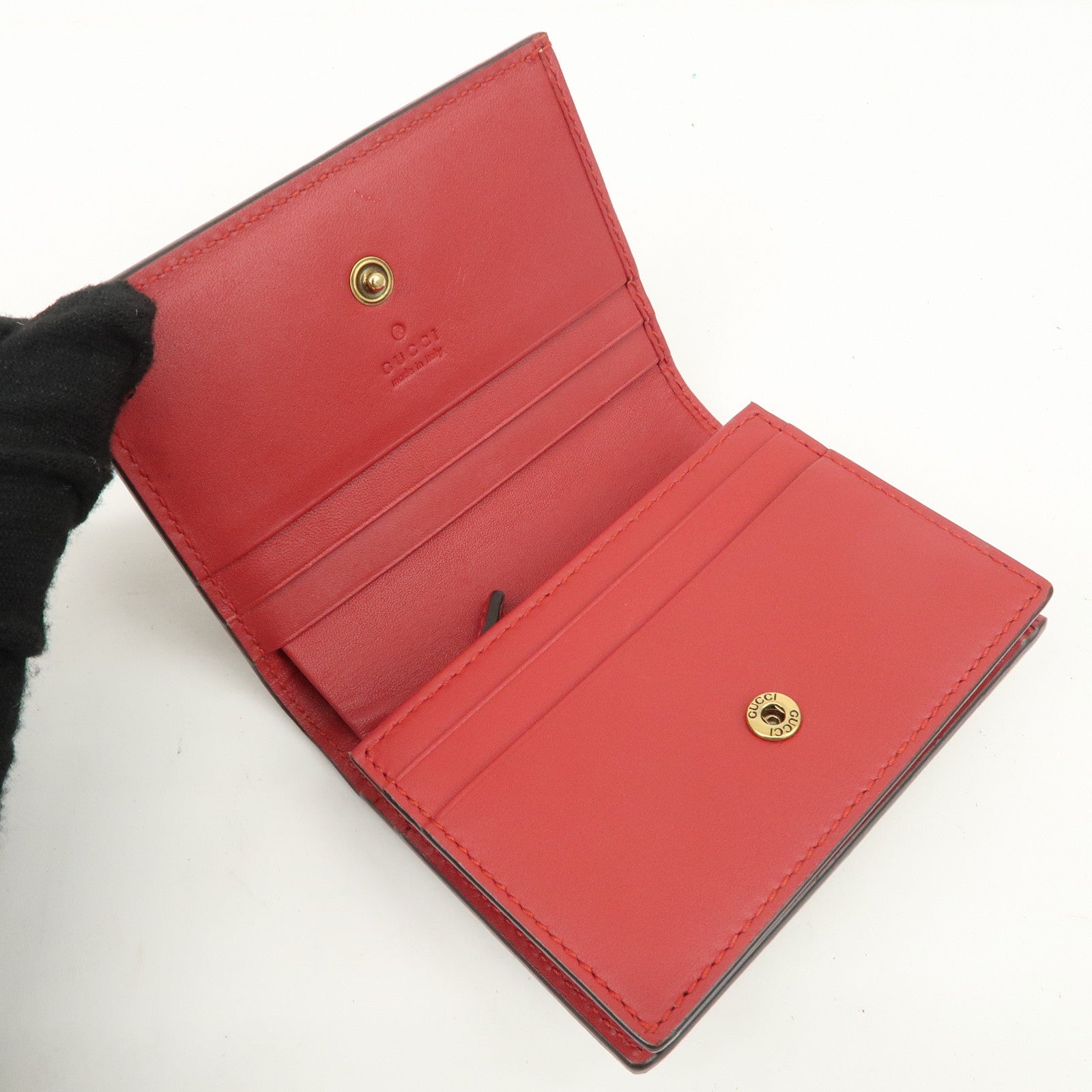 GUCCI Cherry Interlocking G GG Supreme Compact Wallet 476050 Used