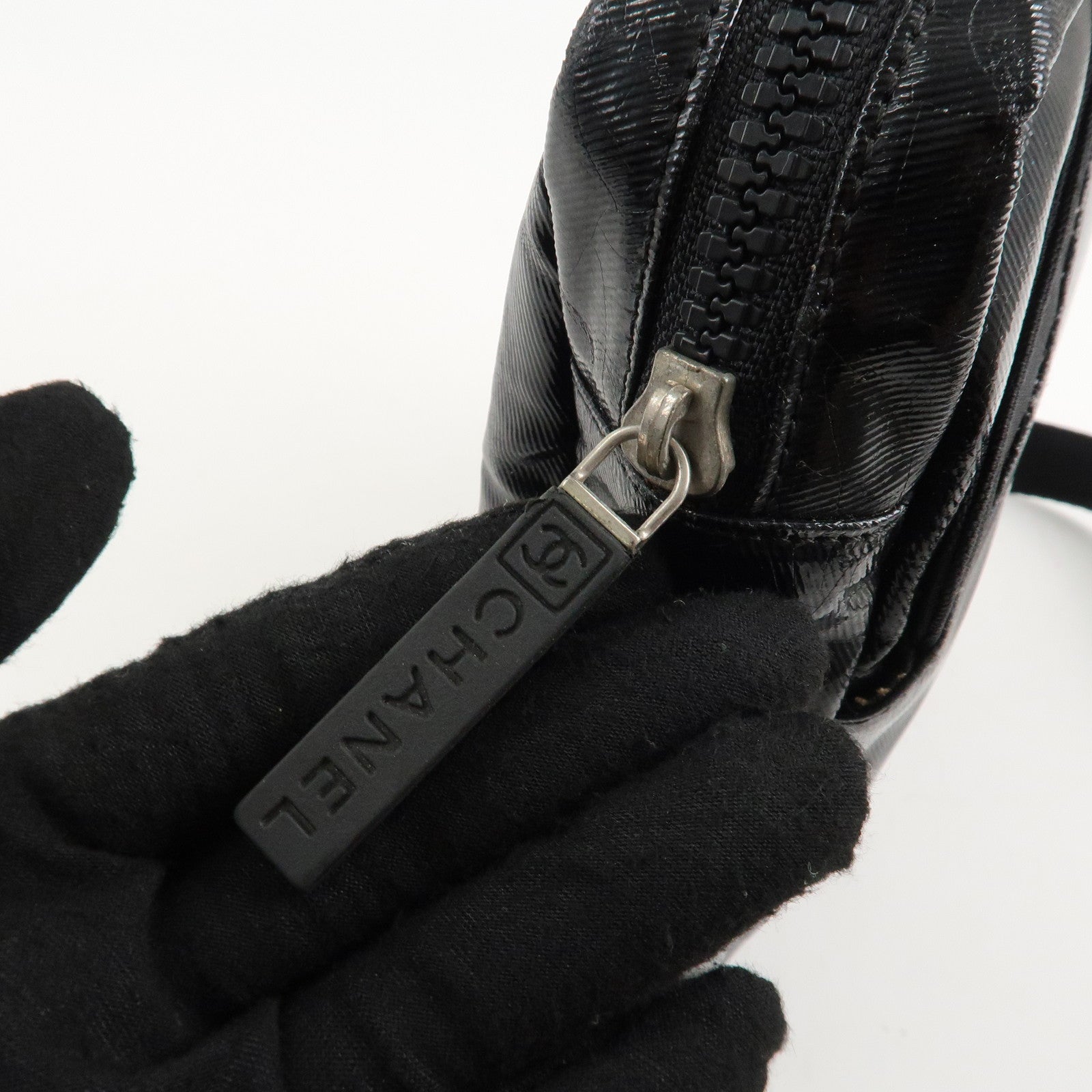 CHANEL Sports Enamel Coated Canvas COCO Mark Shoulder Bag A26568 Used