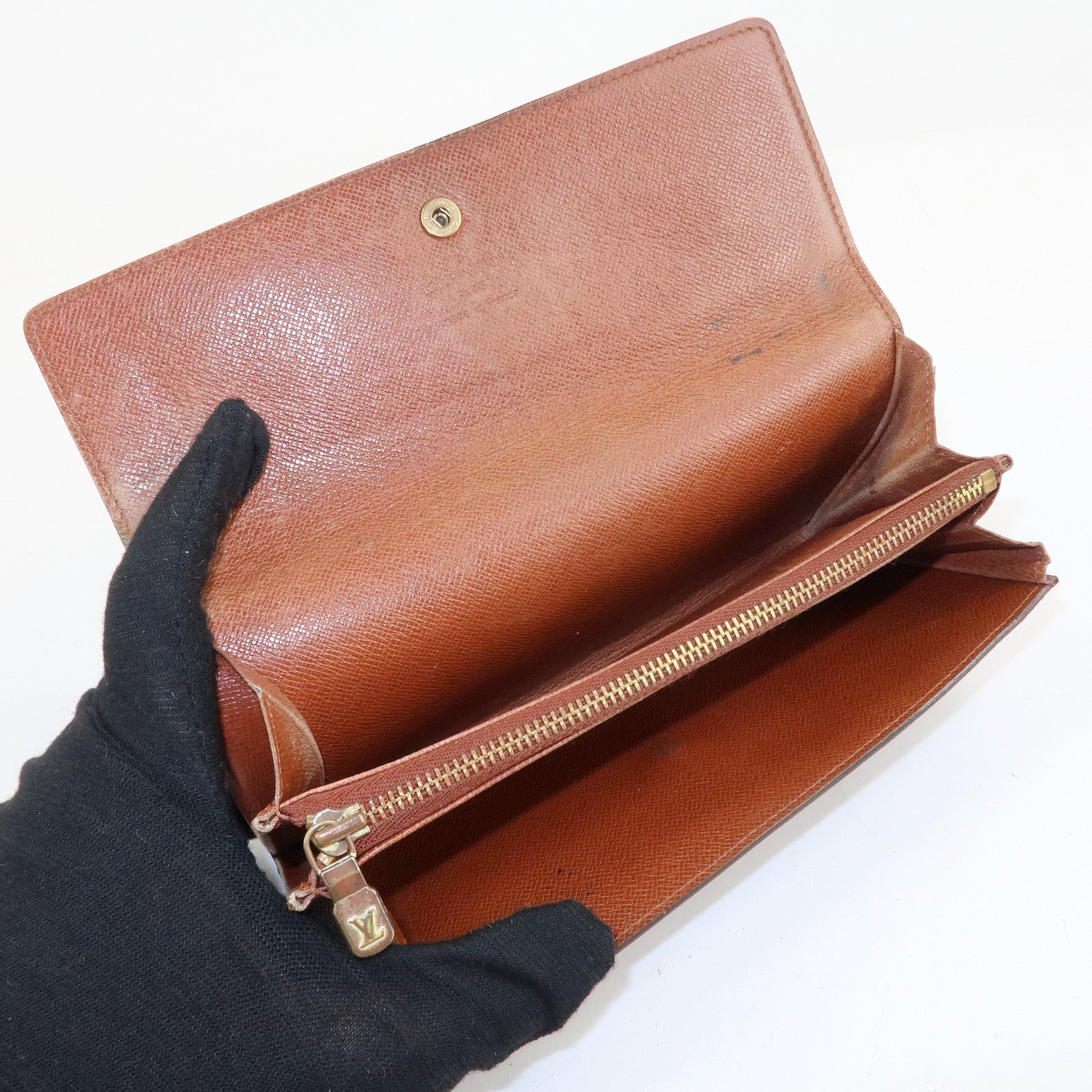 Louis Vuitton Monogram Set of 2 Long Wallet Brown M61723 Used