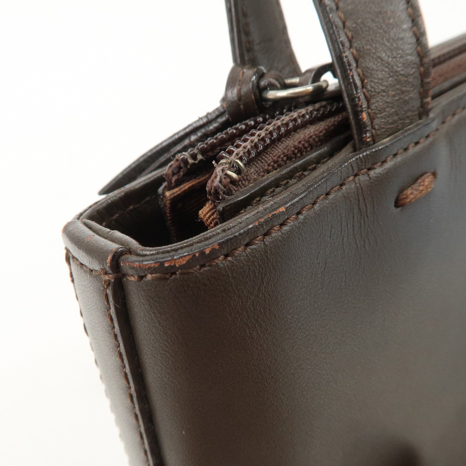 BURBERRY Suede Leather Hand Bag Tote Bag Brown Used