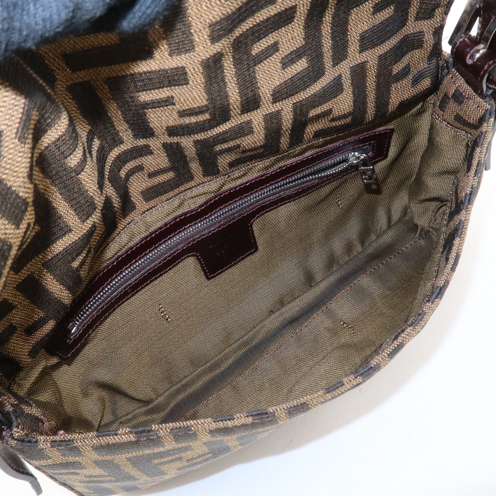 FENDI Mamma Baguette Zucca Canvas Shoulder Bag Brown 26424 Used