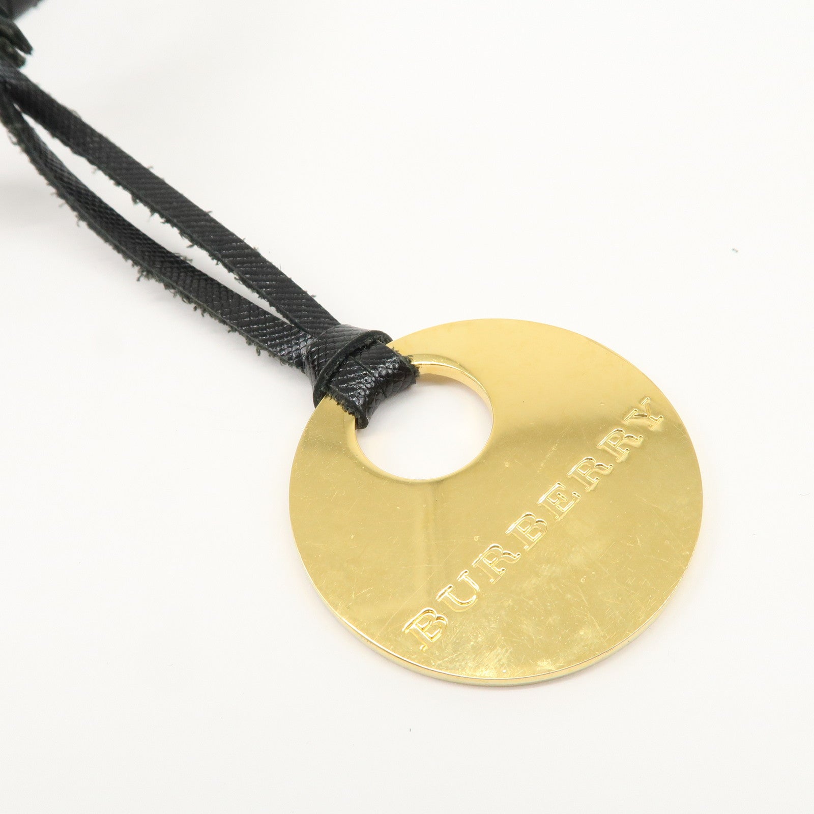 BURBERRY Nova Plaid Canvas Leather Shoulder Bag Hand Bag Black Used