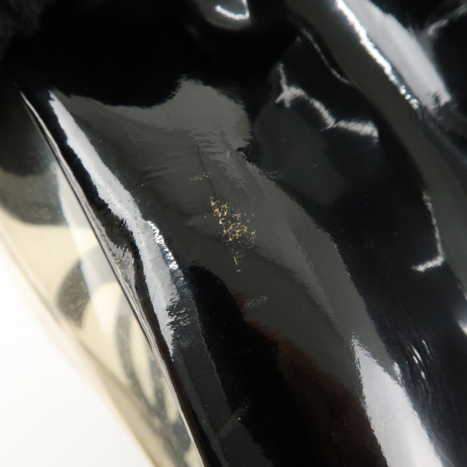 CHANEL PVC Patent Leather Vinyl Triple COCO Mark Tote Bag Black Used