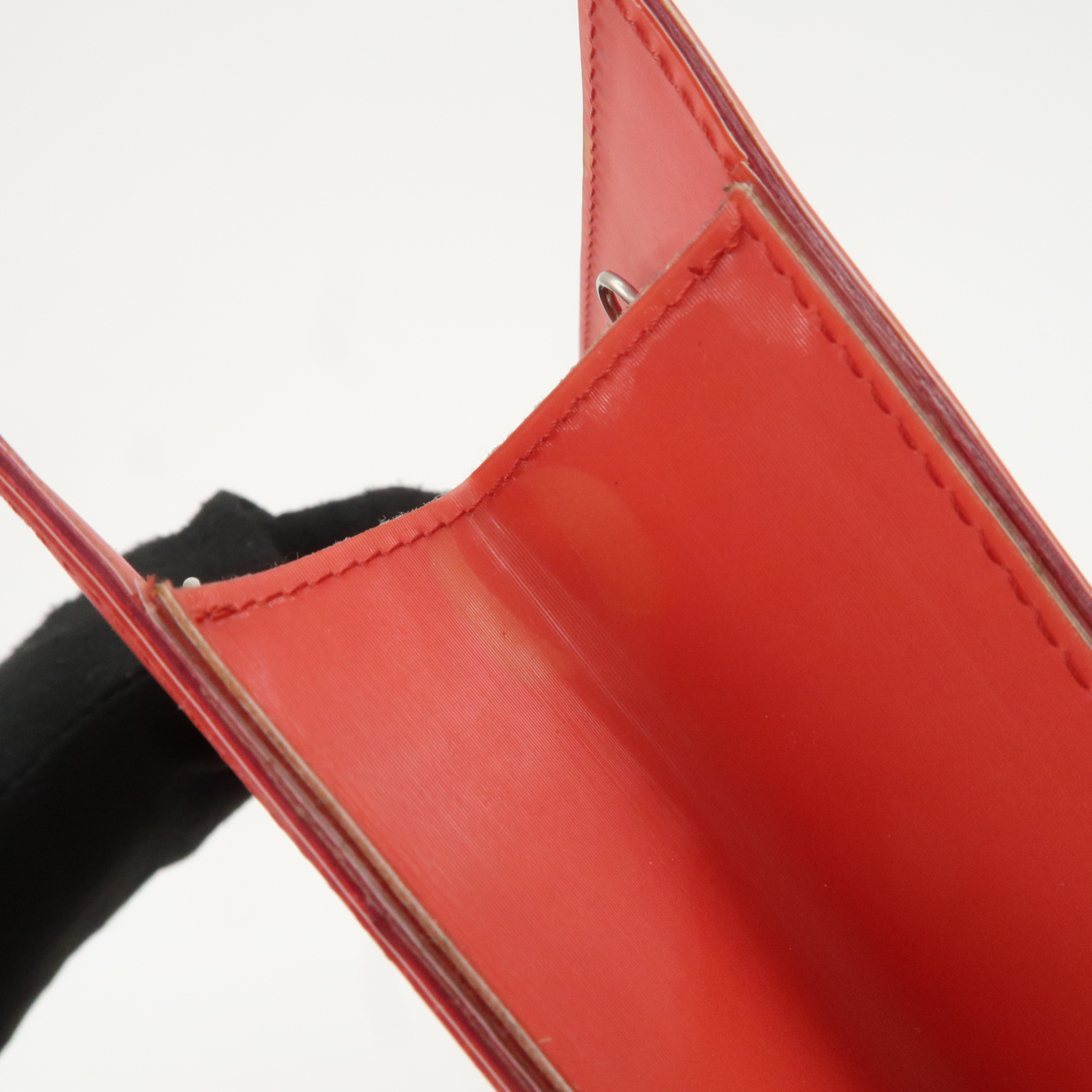 CHANEL Nylon Hologram Chain Shoulder Bag Hand Bag Red Used