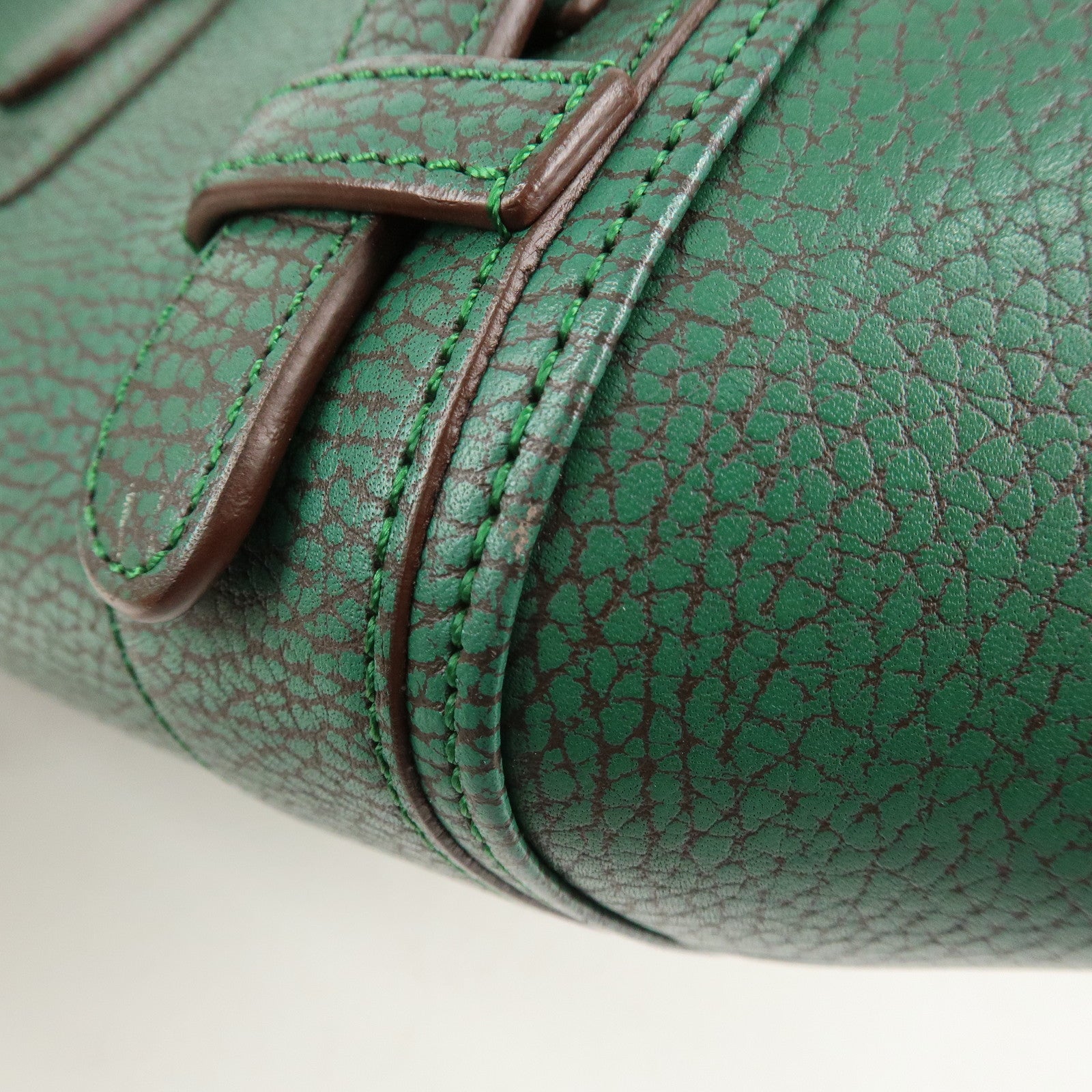 LOEWE Senda Leather Shoulder Bag Hand Bag Green Used