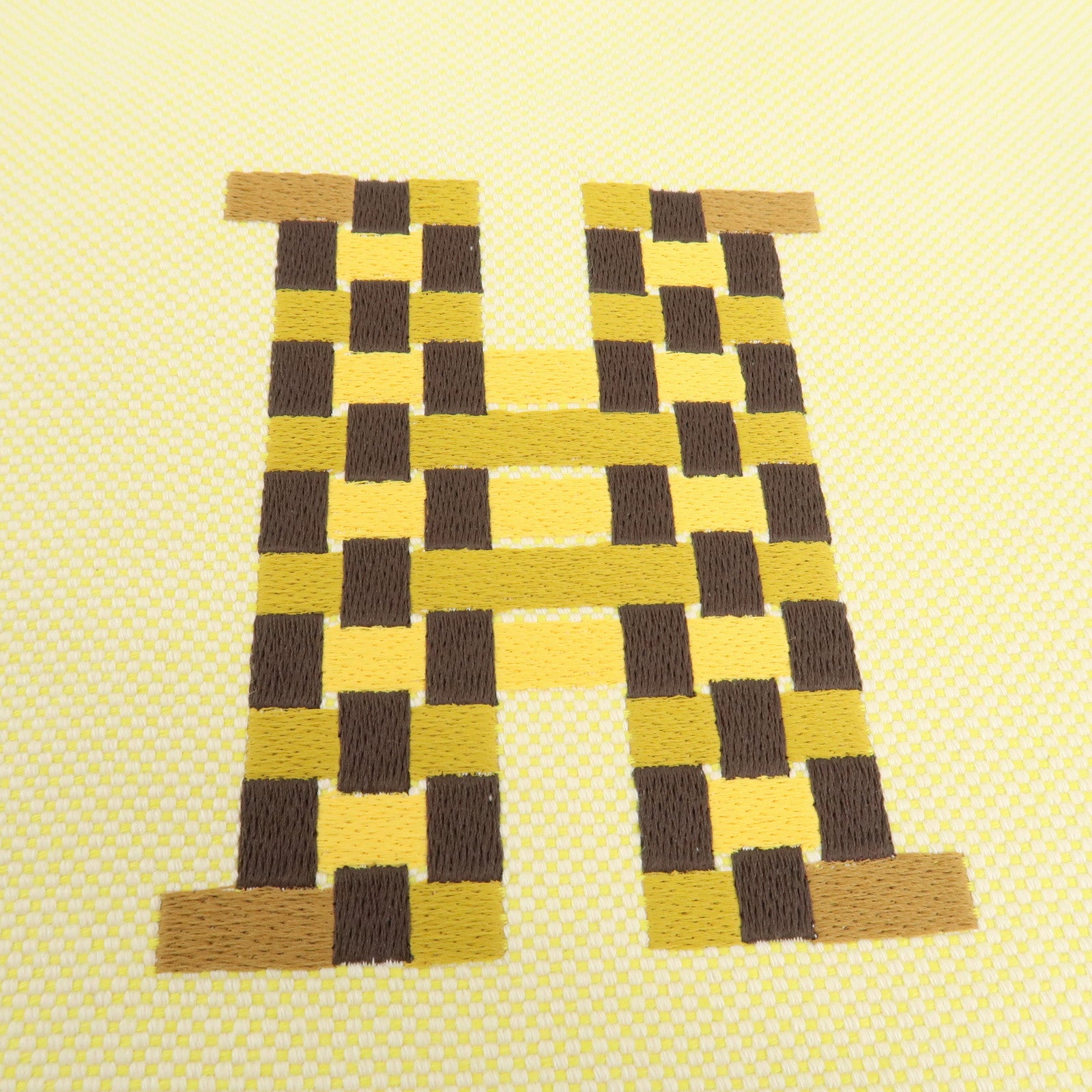 HERMES Canvas Leather H Tissage Yellow Brown Used