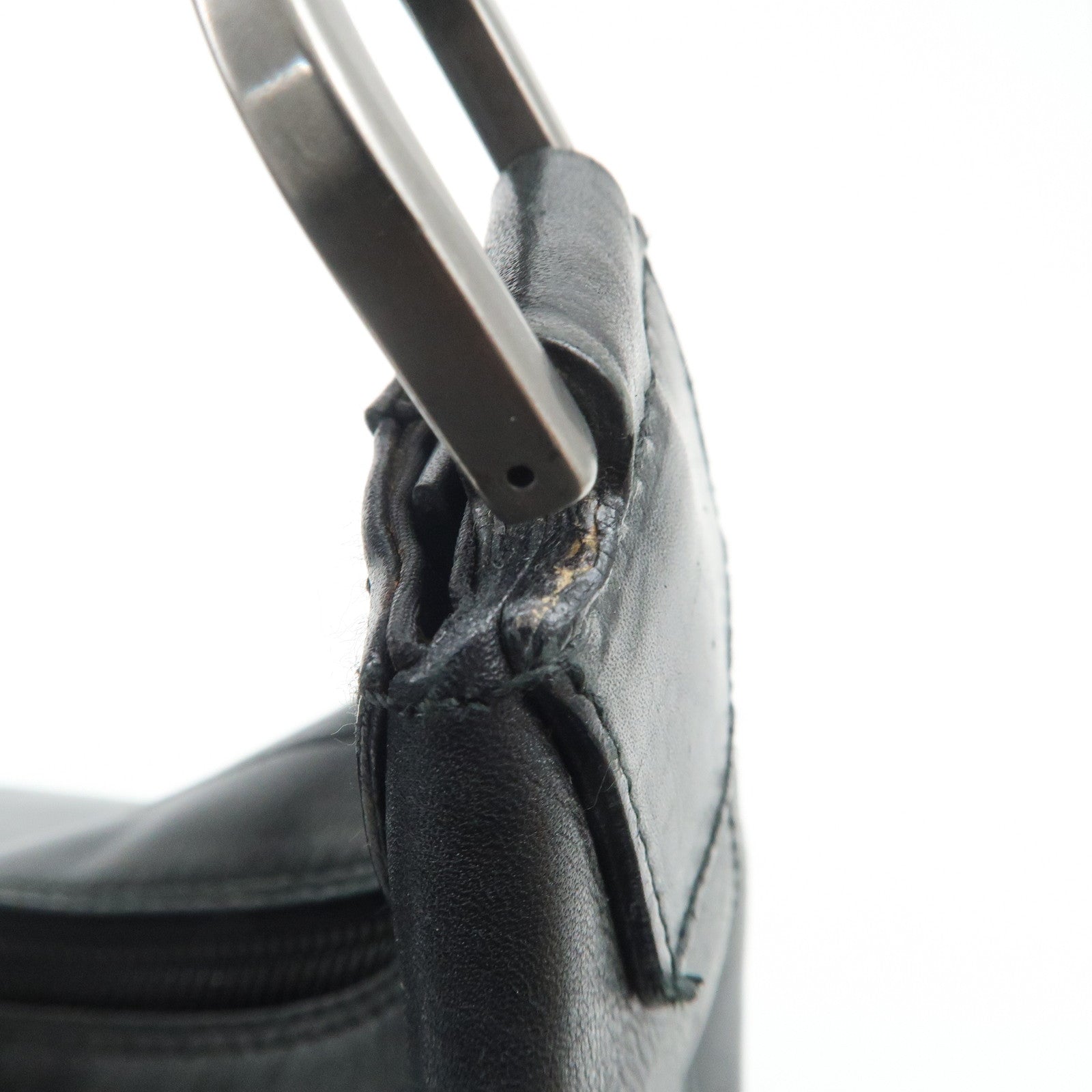 GUCCI Bamboo Leather 2Way Shoulder Bag Black 000.0833 Used