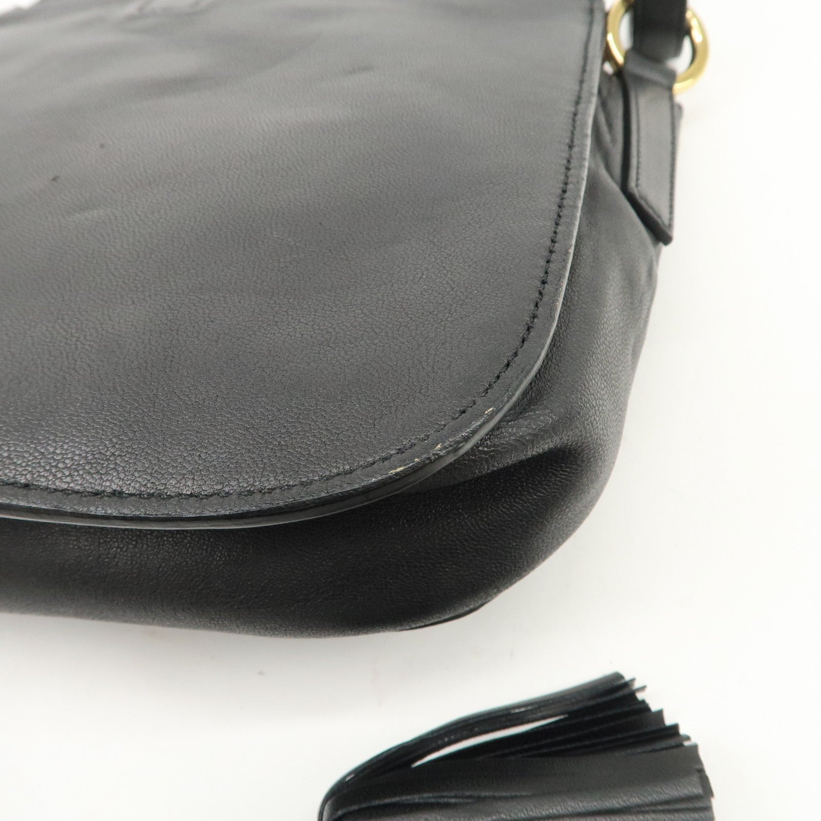 LOEWE Anagram Leather Tassel 2Way Shoulder Bag Black 315.82.E29 Used