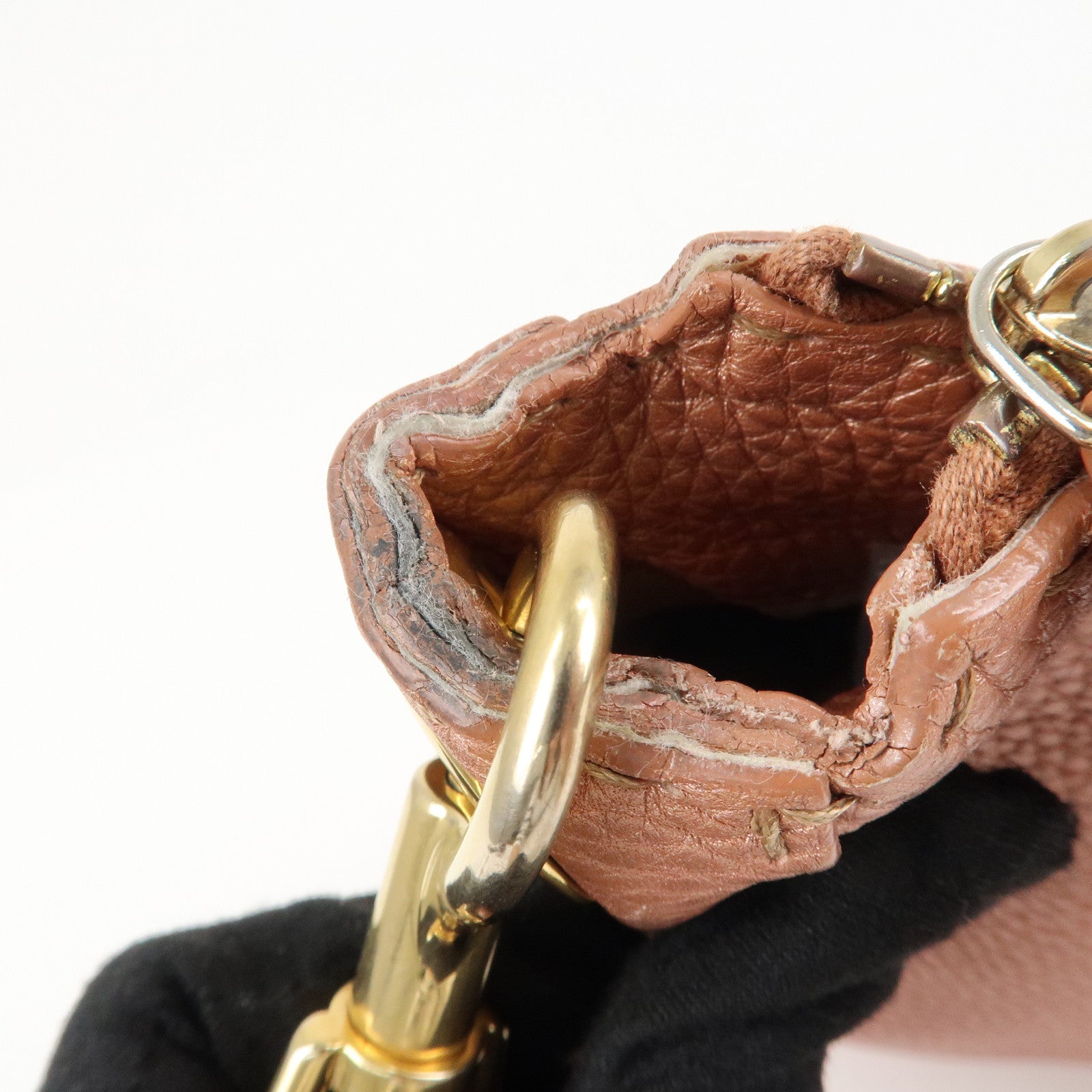 FENDI Zucca Canvas Leather Shoulder Bag Brown Black 8BT146 Used