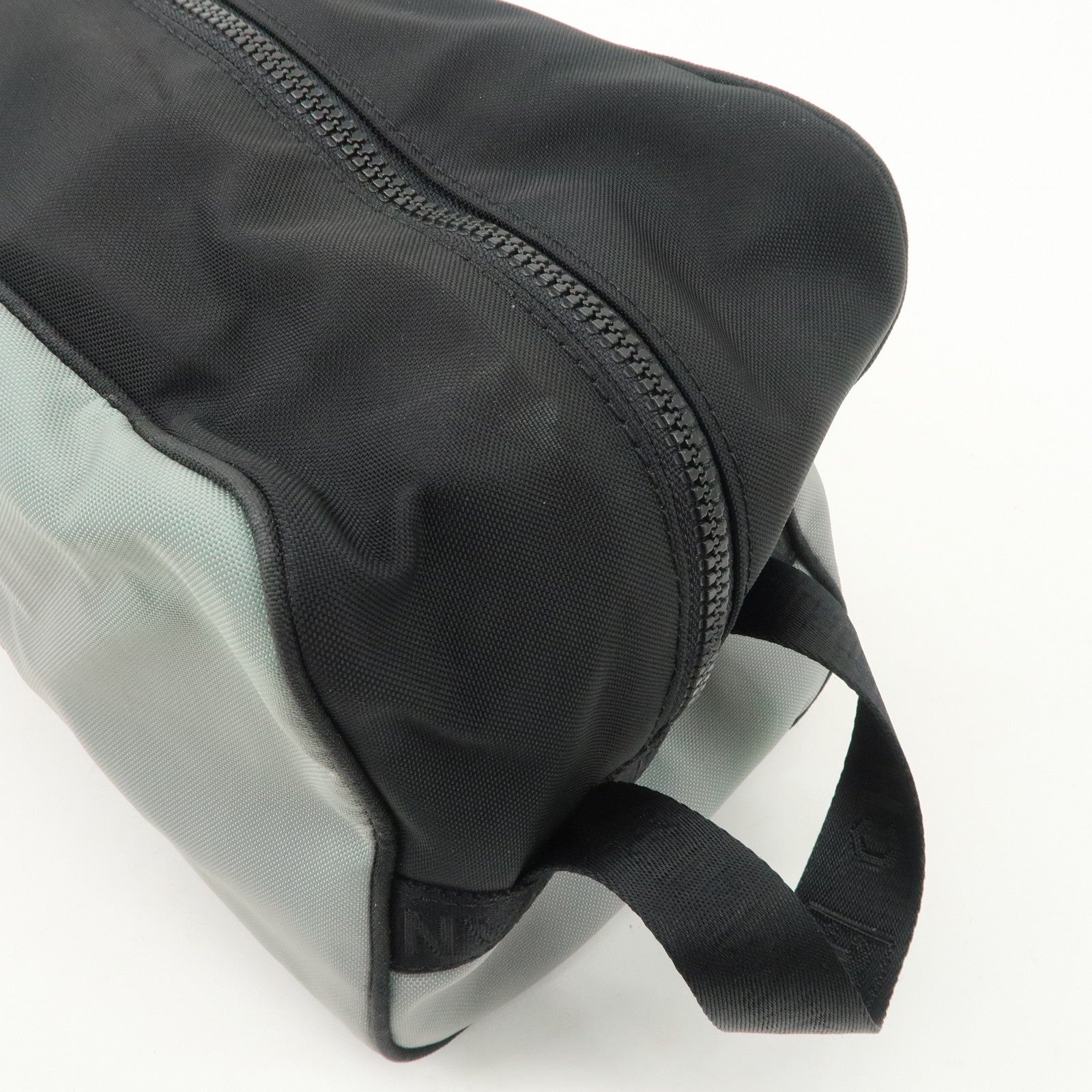 CHANEL Sportsline Nylon Canvas Shoes Bag Hand Bag Black Gray Used