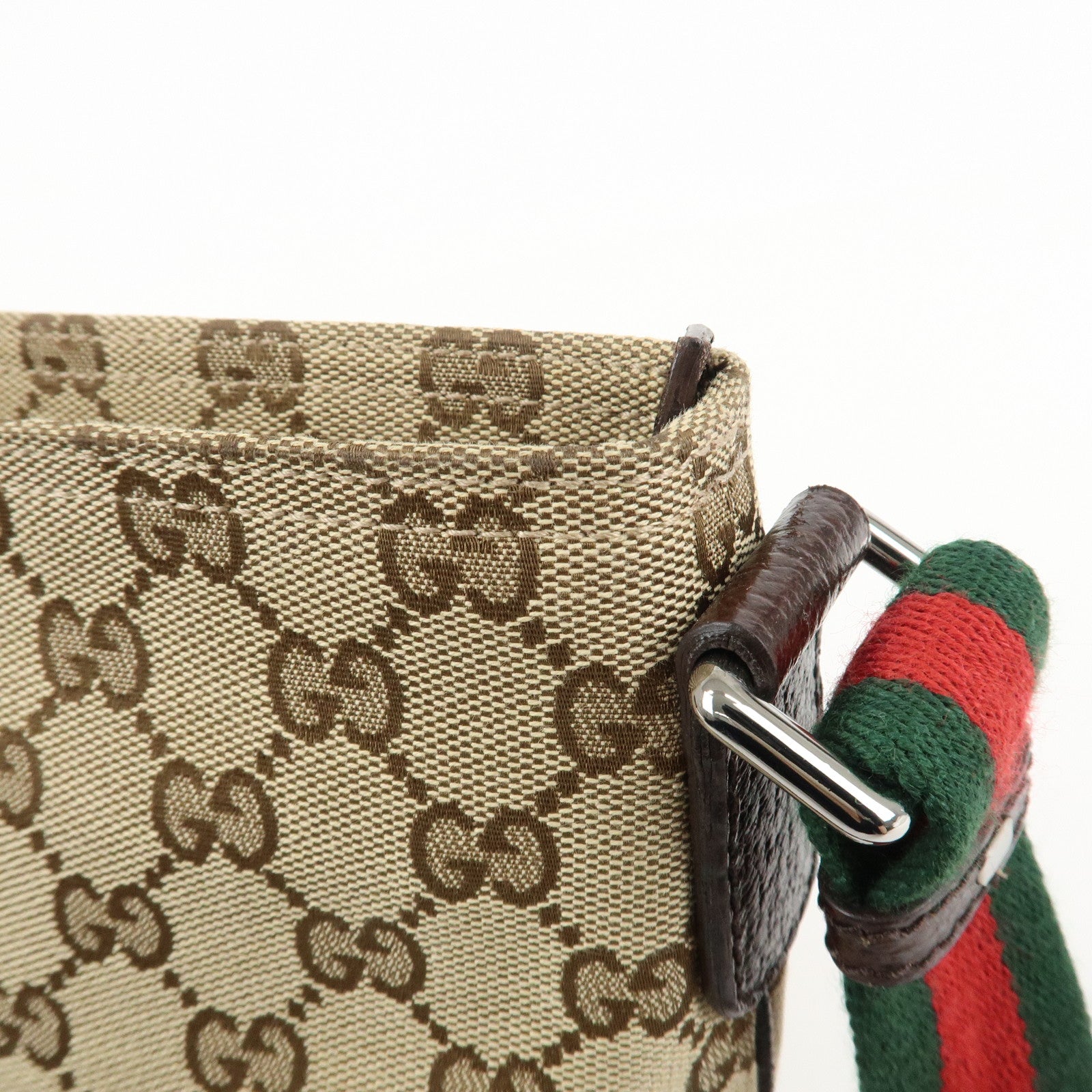 GUCCI Sherry GG Canvas Leather Shoulder Bag Crossbody 189749 Used