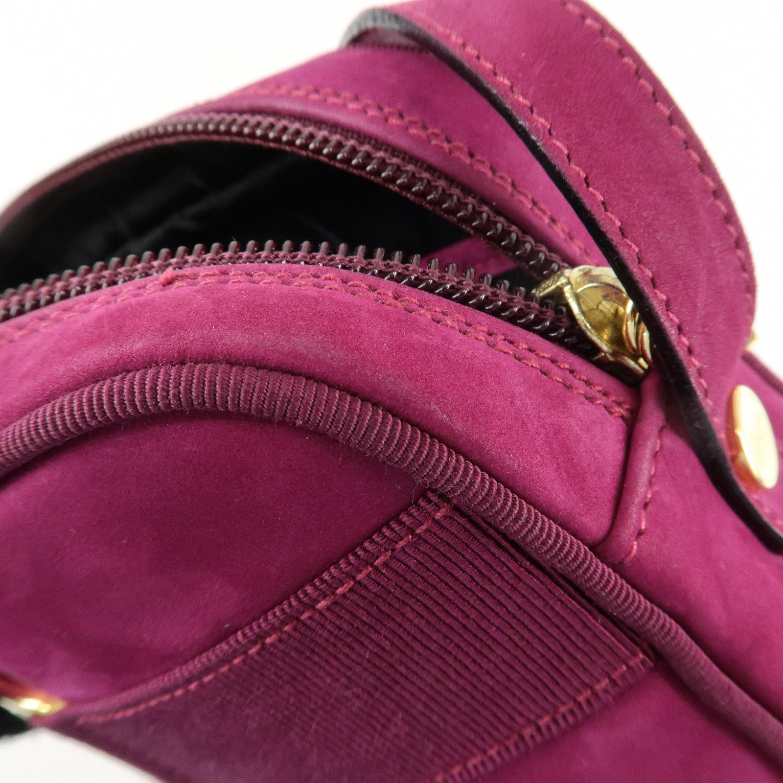 Ferragamo Vara Ribbon Suede Leather Shoulder Bag Purple Used