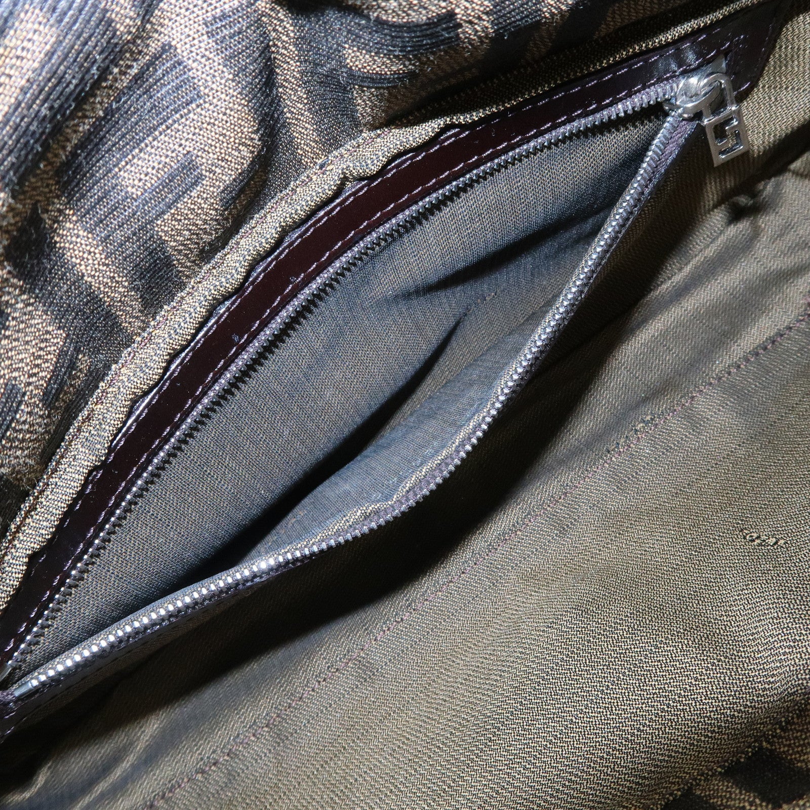 FENDI Mamma Baguette Zucca Canvas Leather Shoulder Bag 26424 Used