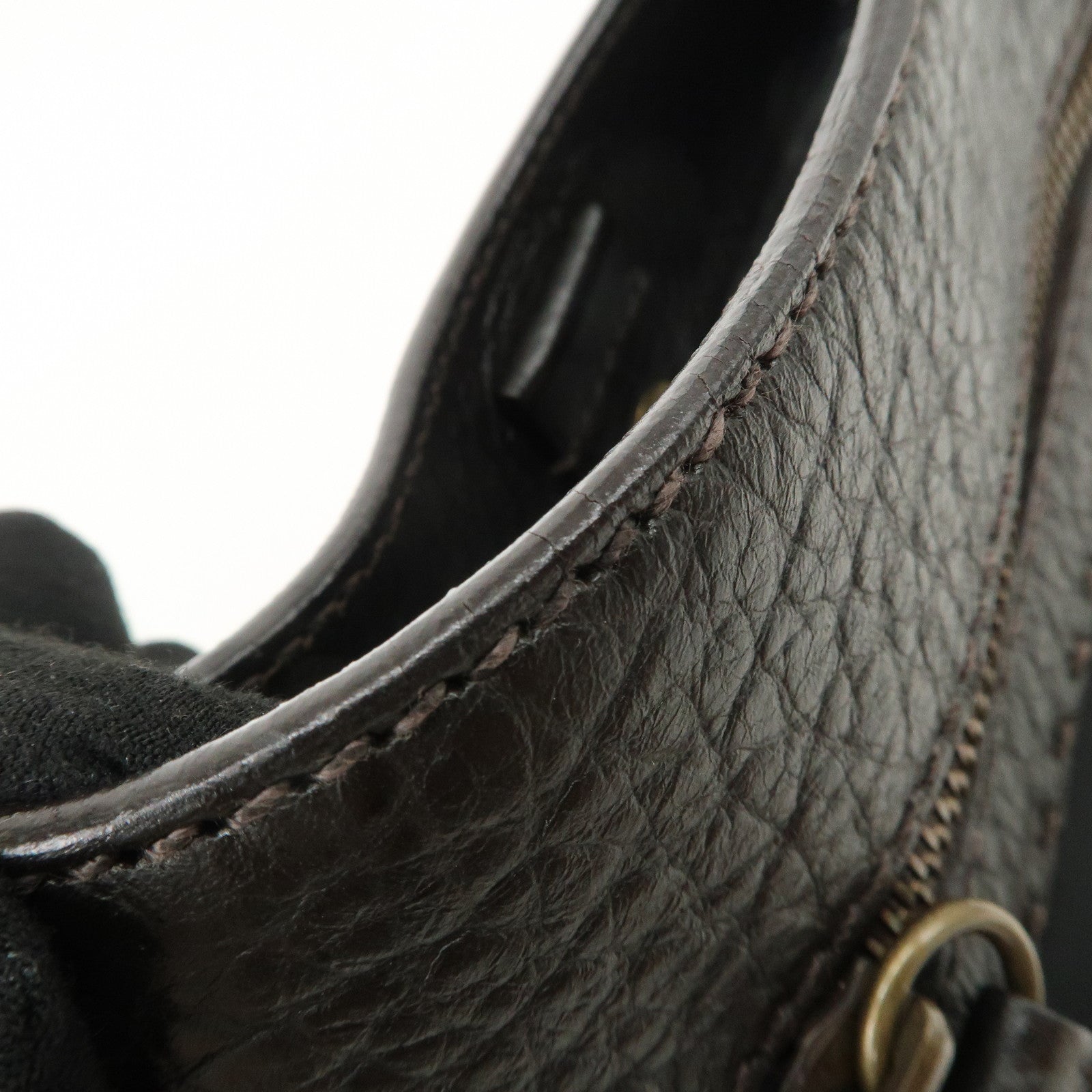 PRADA Nylon Leather Shoulder Bag Black Dark Brown BR1973 Used