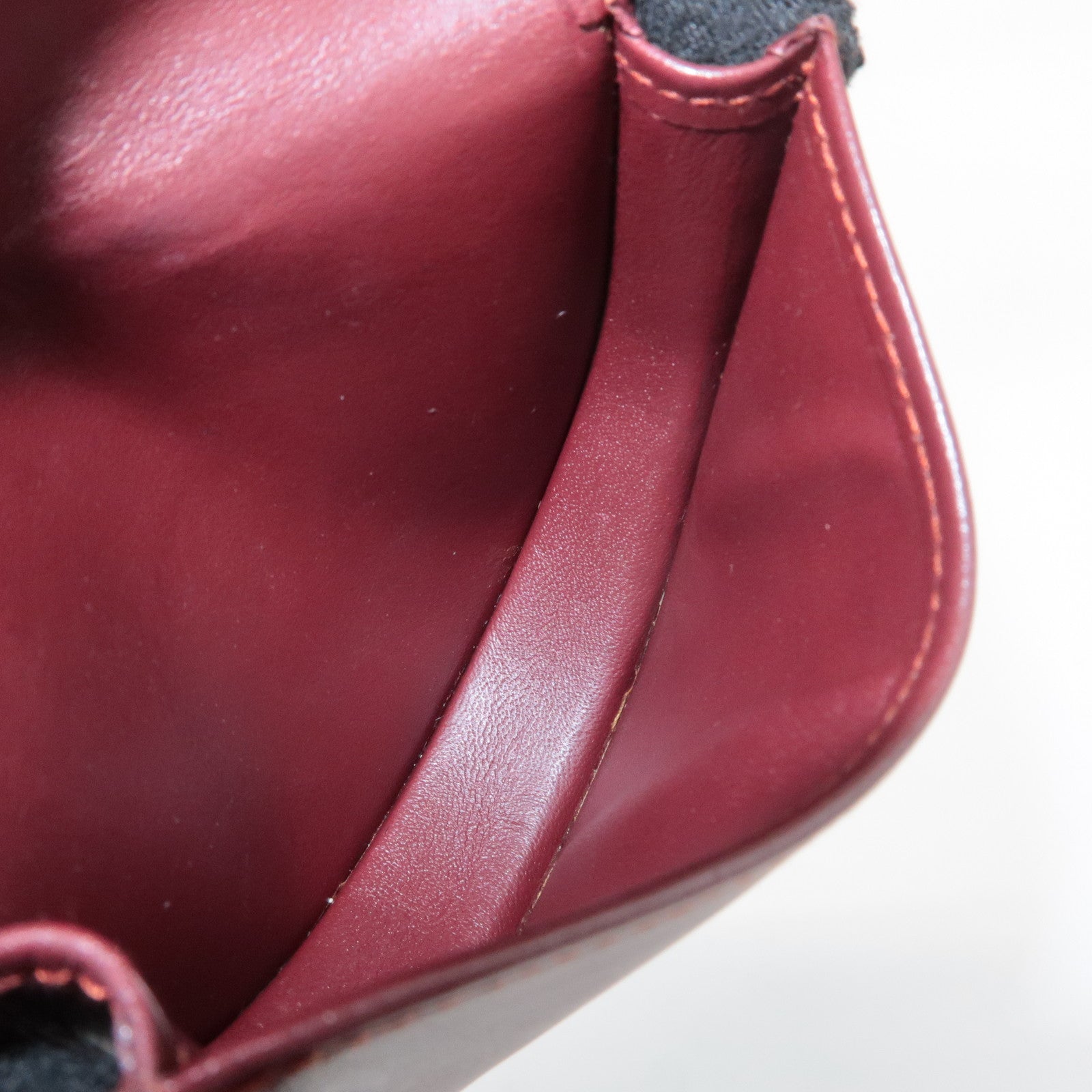 Cartier Mastline Leather Coin Case Coin Wallet Bordeaux Used