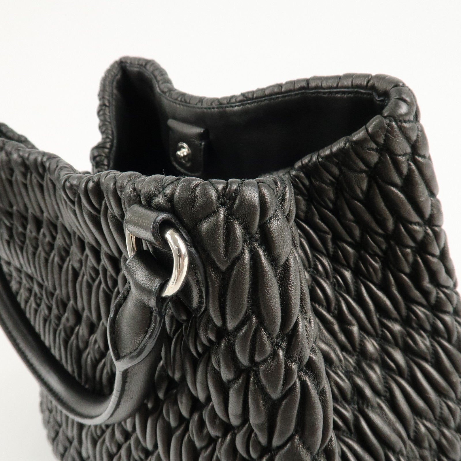 MIU MIU Matelasse Leather 2WAY Bag Hand Bag Black RN0896 Used