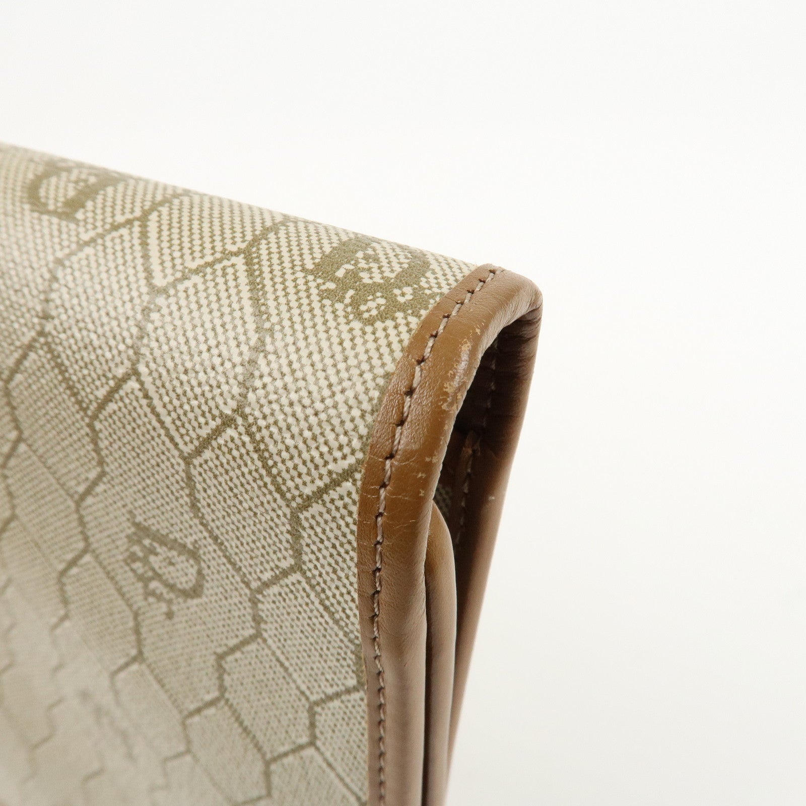 Christian Dior Honeycomb PVC Leather Chain Shoulder Bag Ivory Used