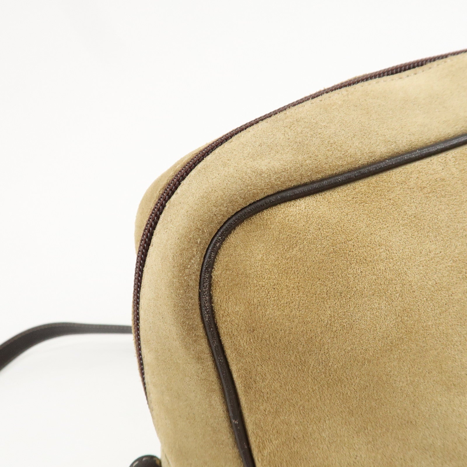 LOEWE Anagram Suede Leather Shoulder Bag Beige Dark Brown Used