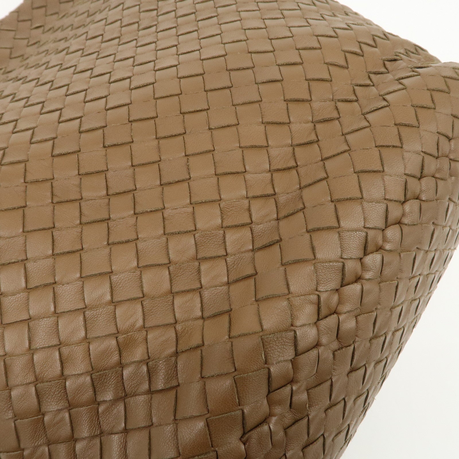 BOTTEGA VENETA Intrecciato Leather Shoulder Bag Brown Used