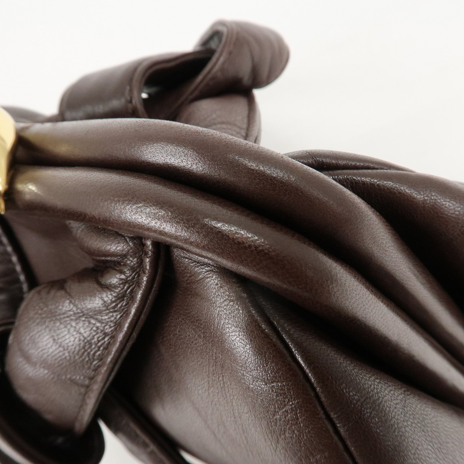 LOEWE Anagram Leather Clasp Shoulder Bag Hand Bag Brown Used