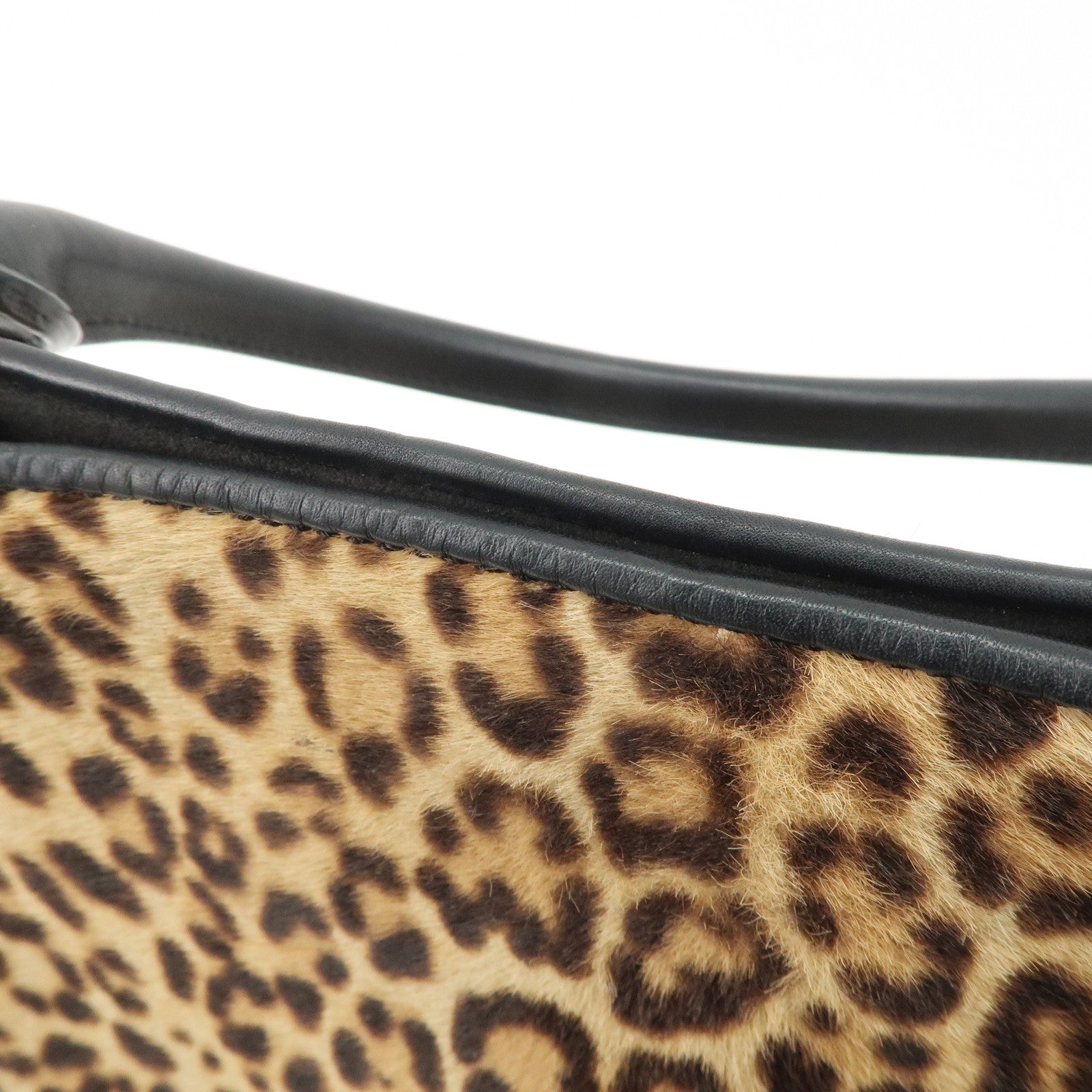 BURBERRY Unborn Calf Leather Bucket Bag Shoulder Bag Leopard Used