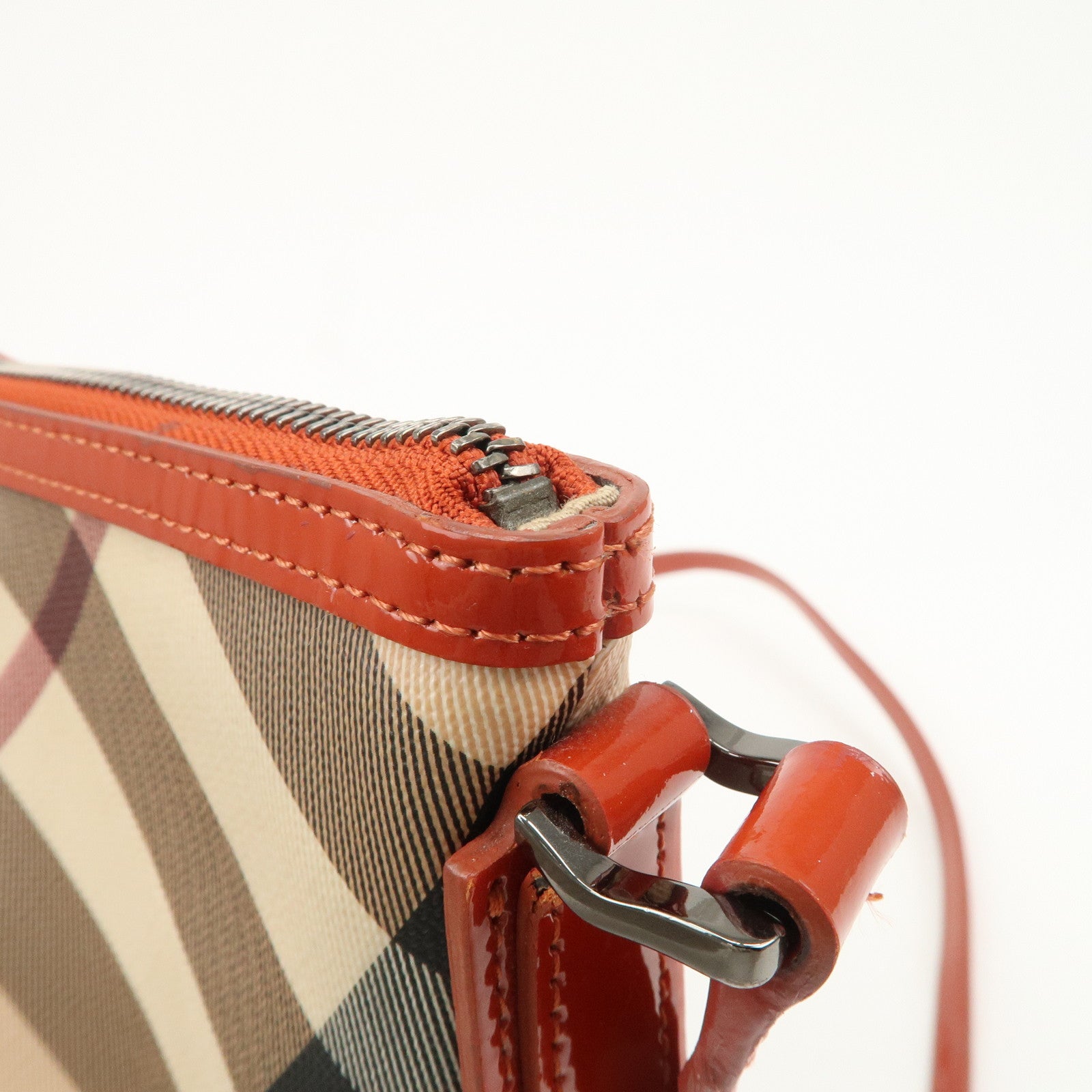 BURBERRY PVC Leather Shoulder Bag Crossbody Bag Beige Orange Used