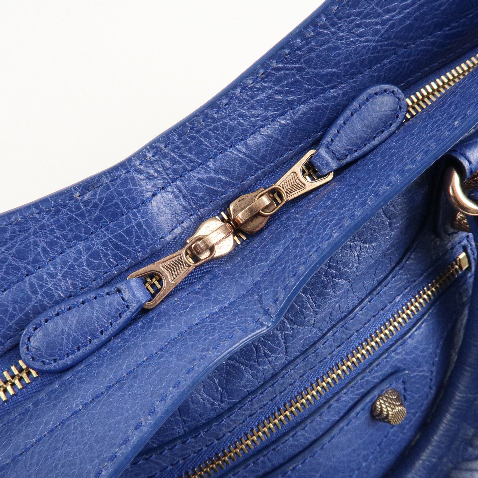 BALENCIAGA The Giant City Leather 2Way Hand Bag Blue 281770 Used