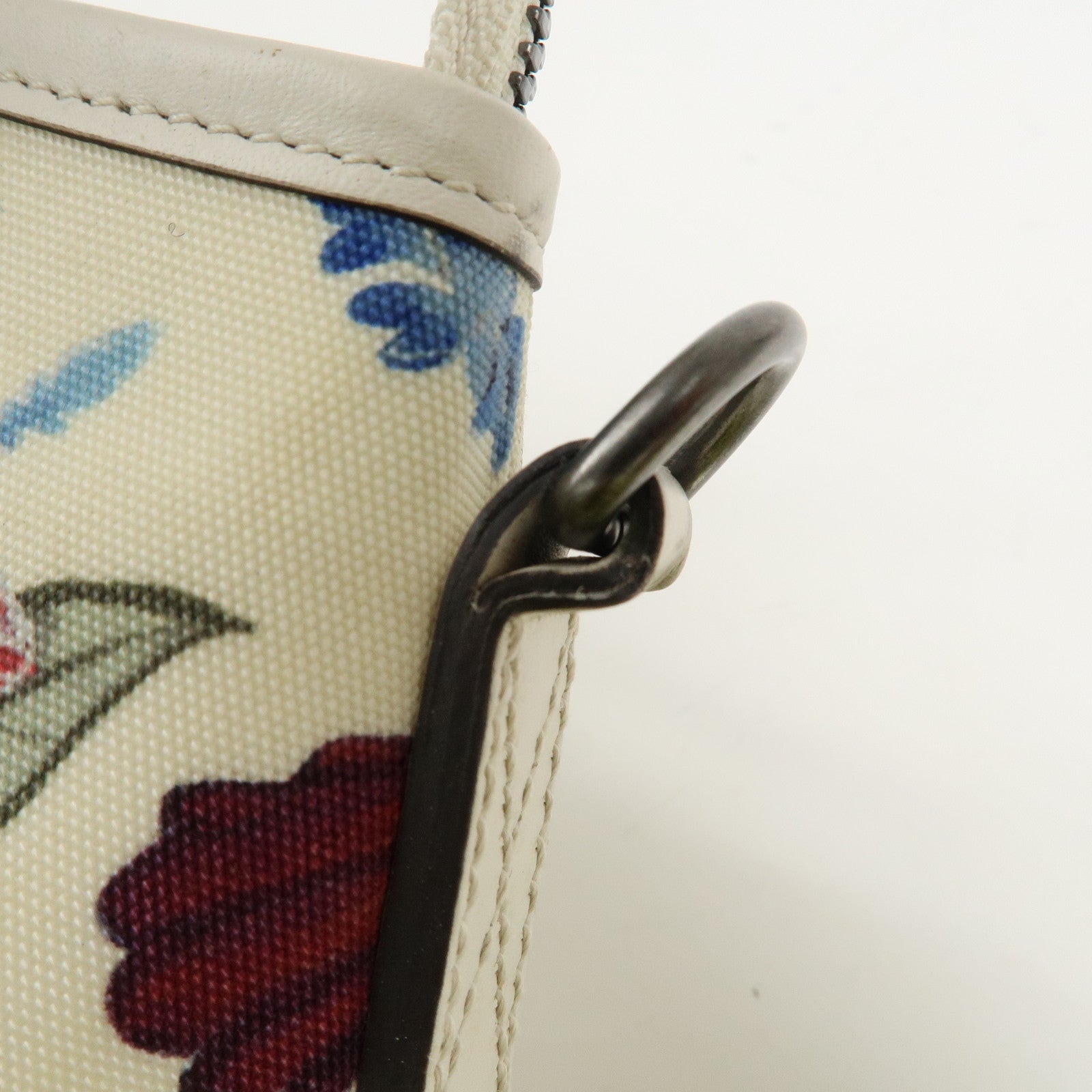 GUCCI Flora Canvas Leather 2WAY Hand Bag Ivory 353440 Used