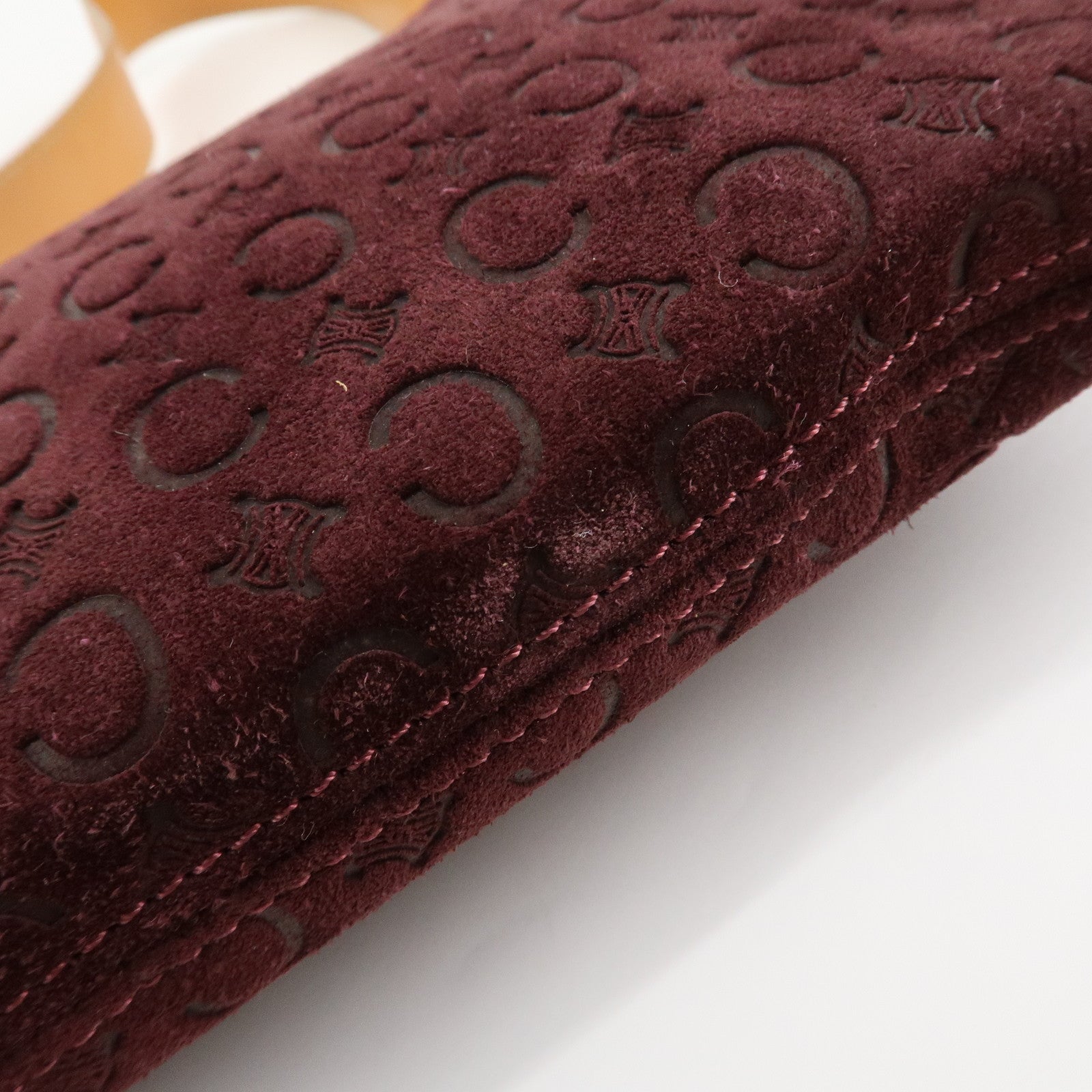 CELINE Suede Shoulder Bag Wine Beige MC00/2 Used