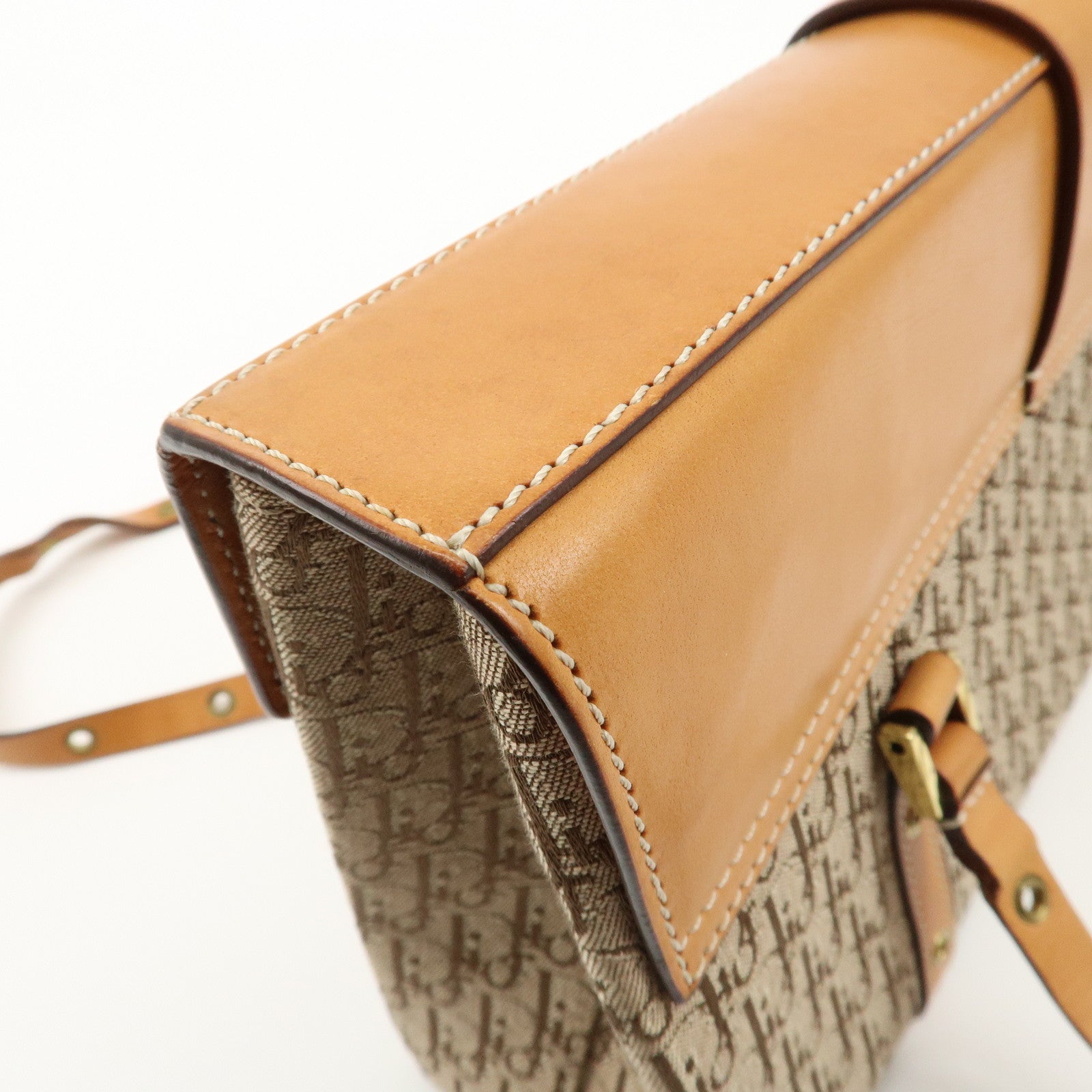 Christian Dior Trotter Street Chic Canvas Leather Shoulder Bag Used