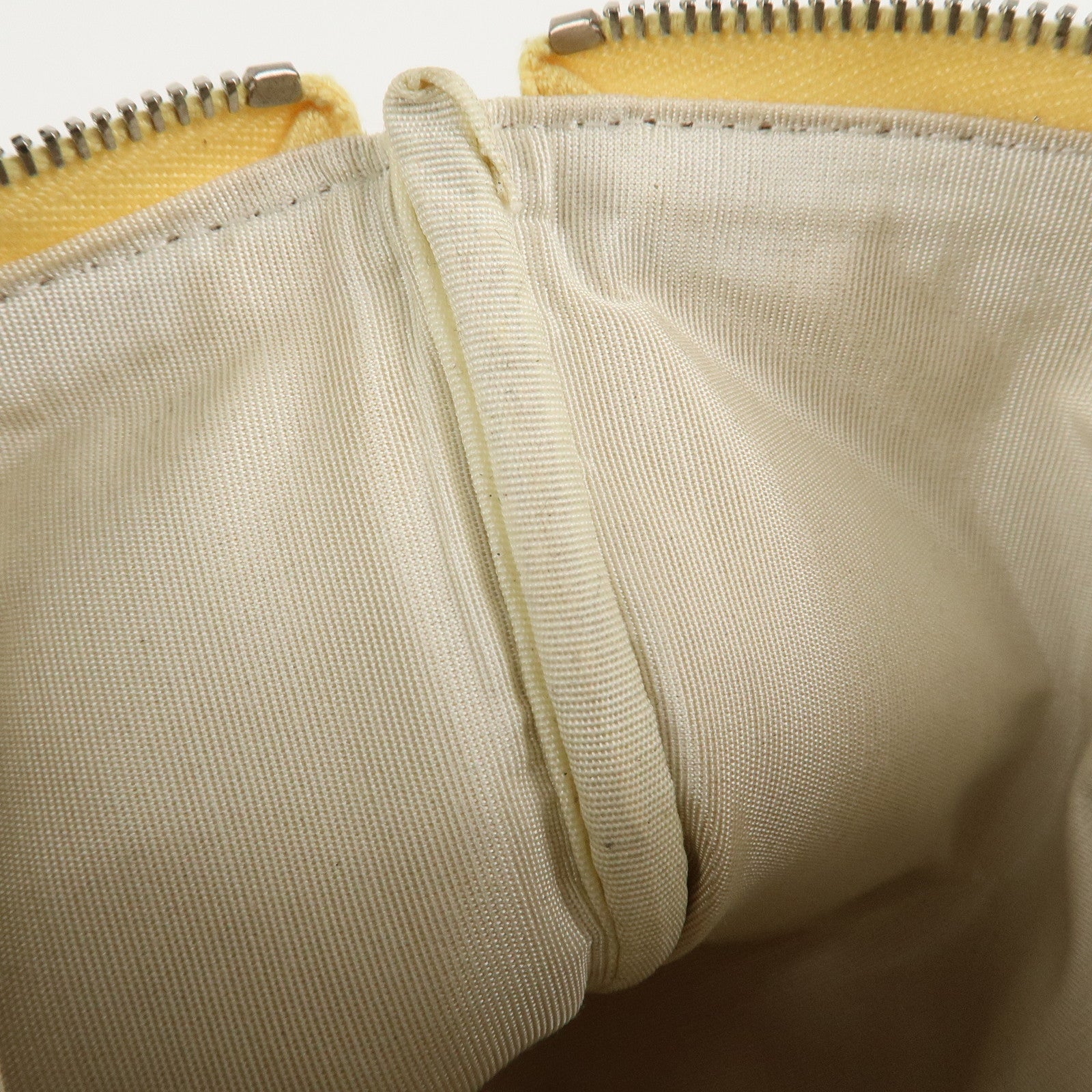 CHANEL Deauville Straw Clutch Bag Pouch Yellow A80117 Used