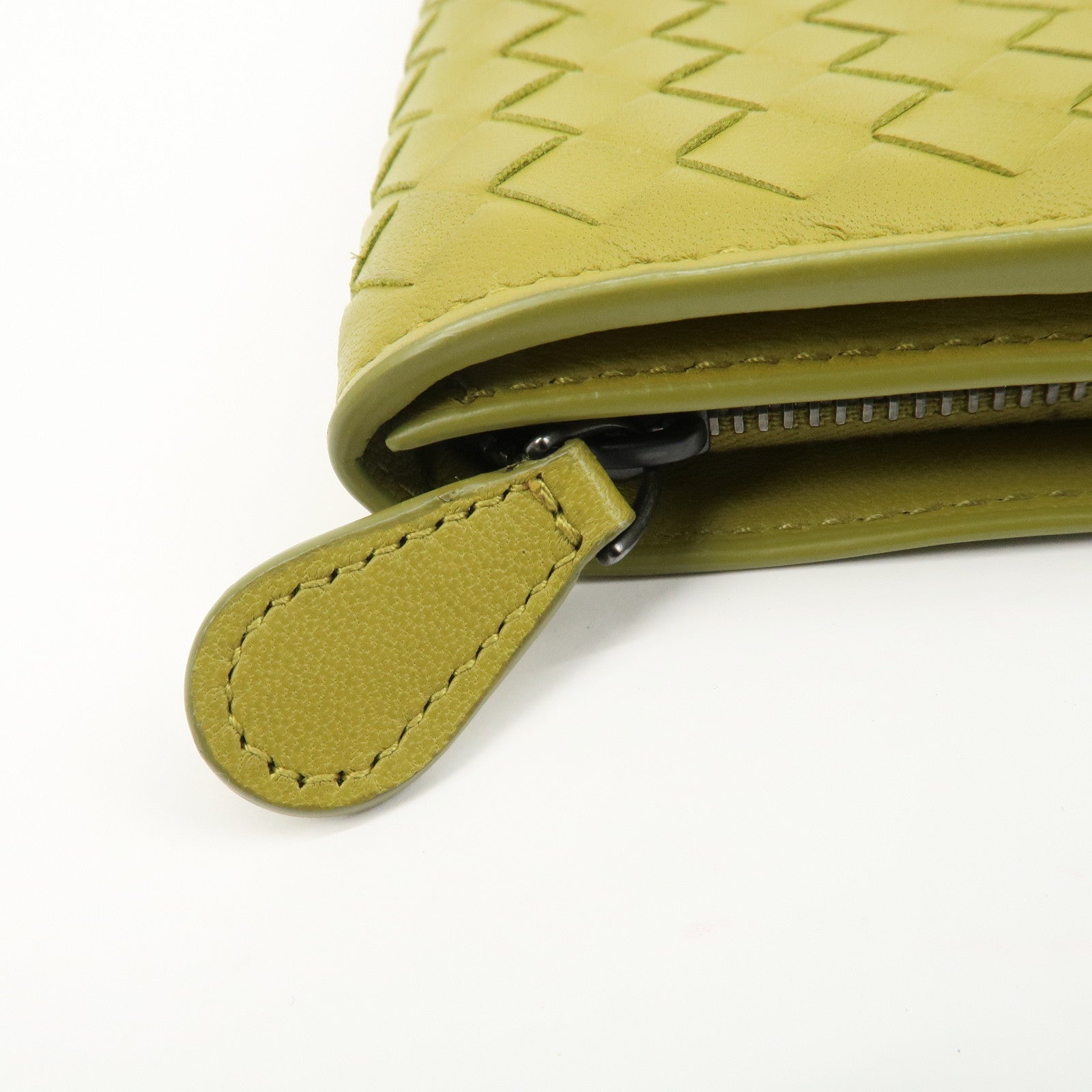 BOTTEGA VENETA Intrecciato Leather Bi-fold Long Wallet Yellow Used