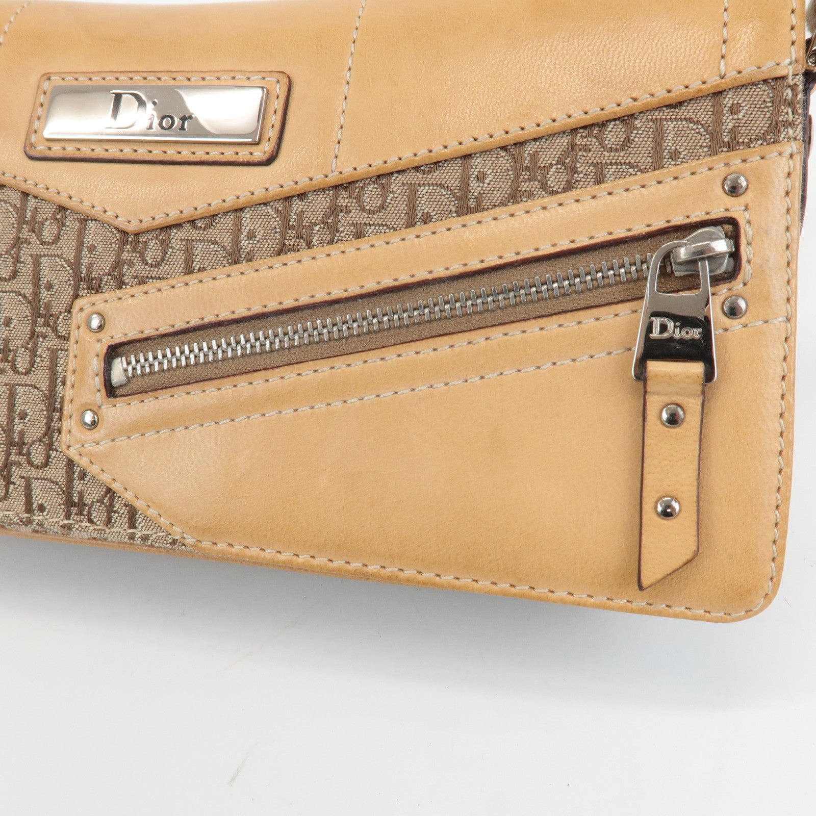 Christian Dior Street Chic Trotter Canvas Leather Shoulder Bag Used