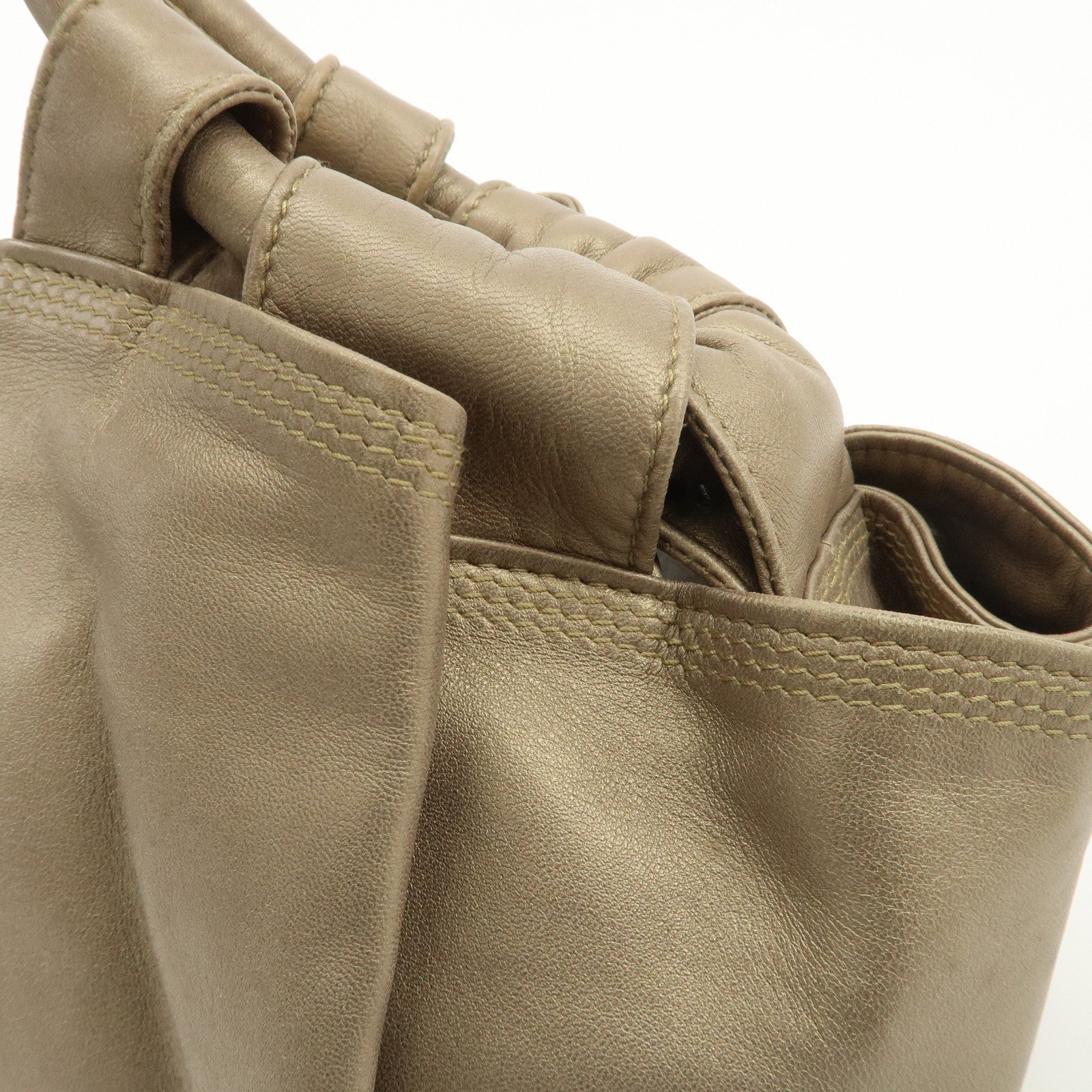 LOEWE Anagram Leather Nappa Aire Hand Bag Gold Used