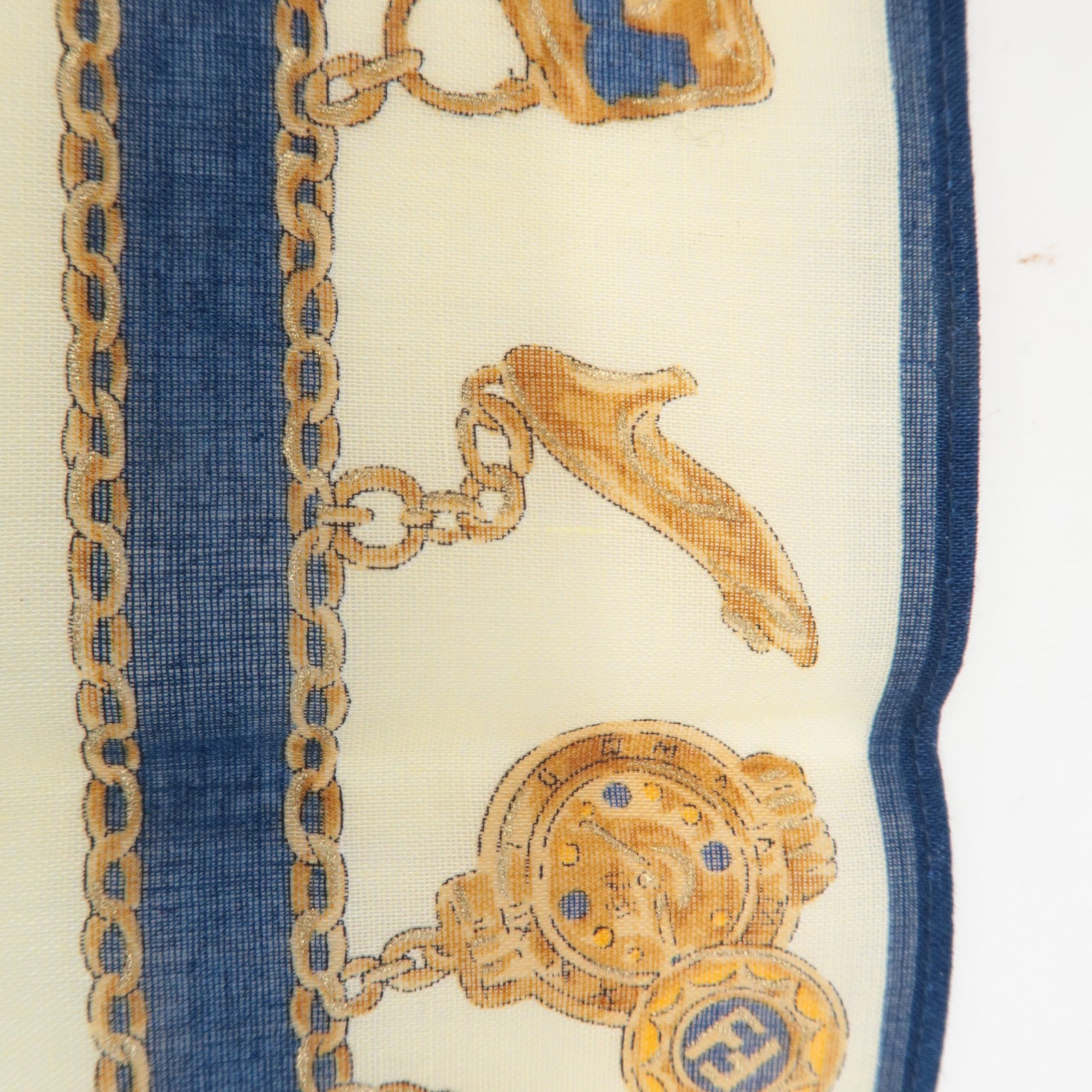 FENDI Set of 5 Cotton 100% Handkerchief Pink Navy Red White Used