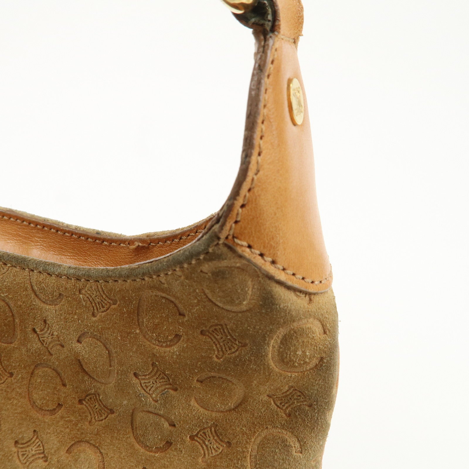 CELINE C Macadam Suede Leather Shoulder Bag Brown Used