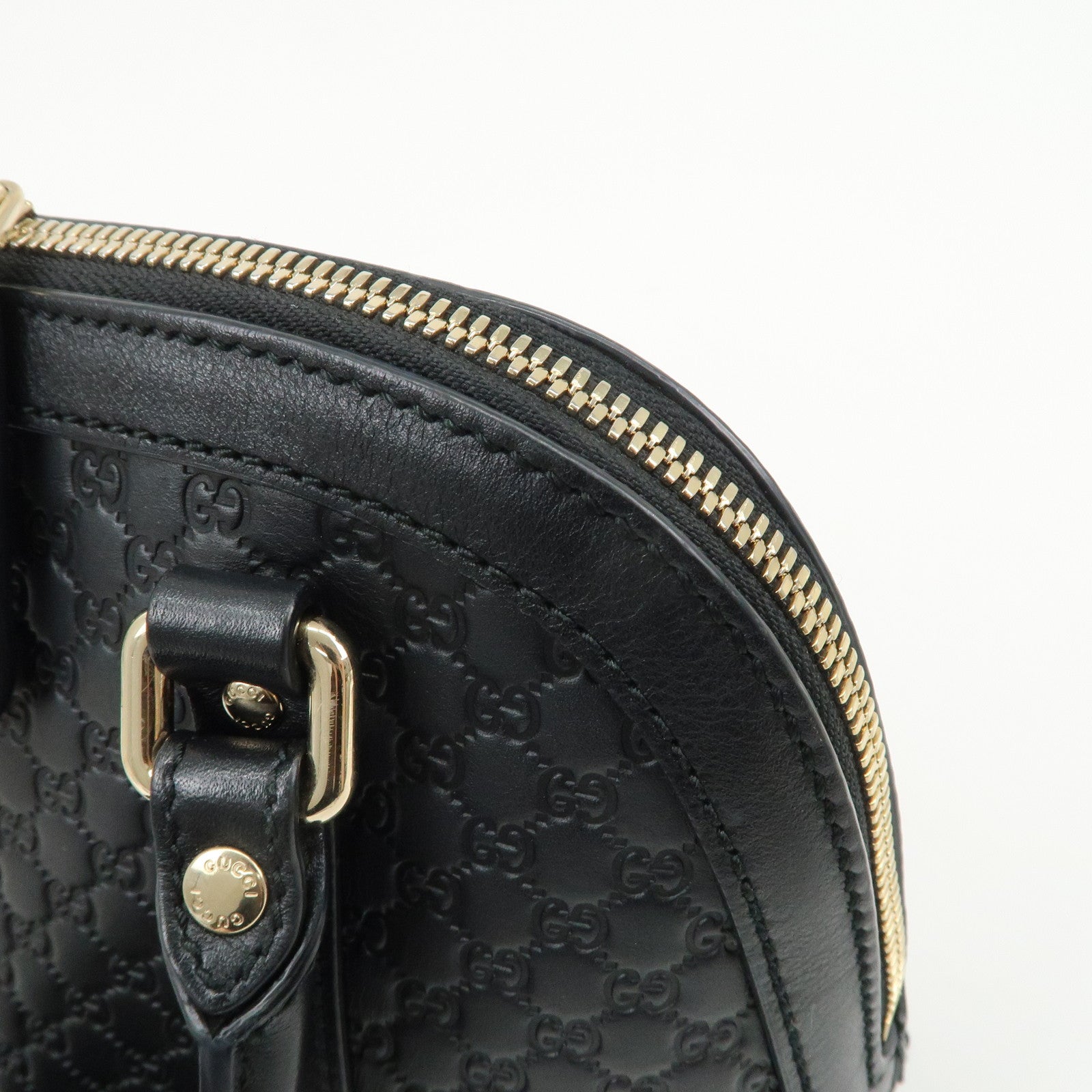 GUCCI Micro Guccissima Leather 2Way Shoulder Hand Bag Black 449654 Used