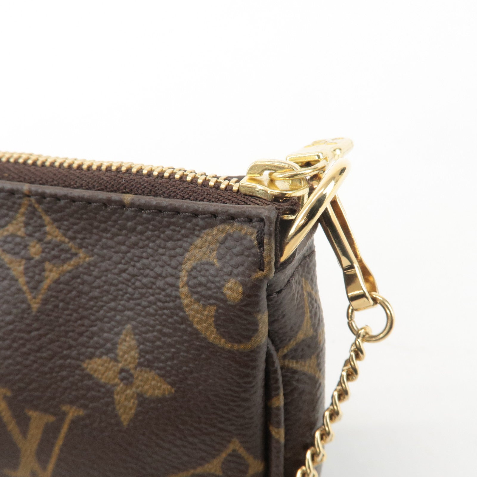 Louis Vuitton Bucket PM Pouch Hand Bag Brown Gold Hardware Used
