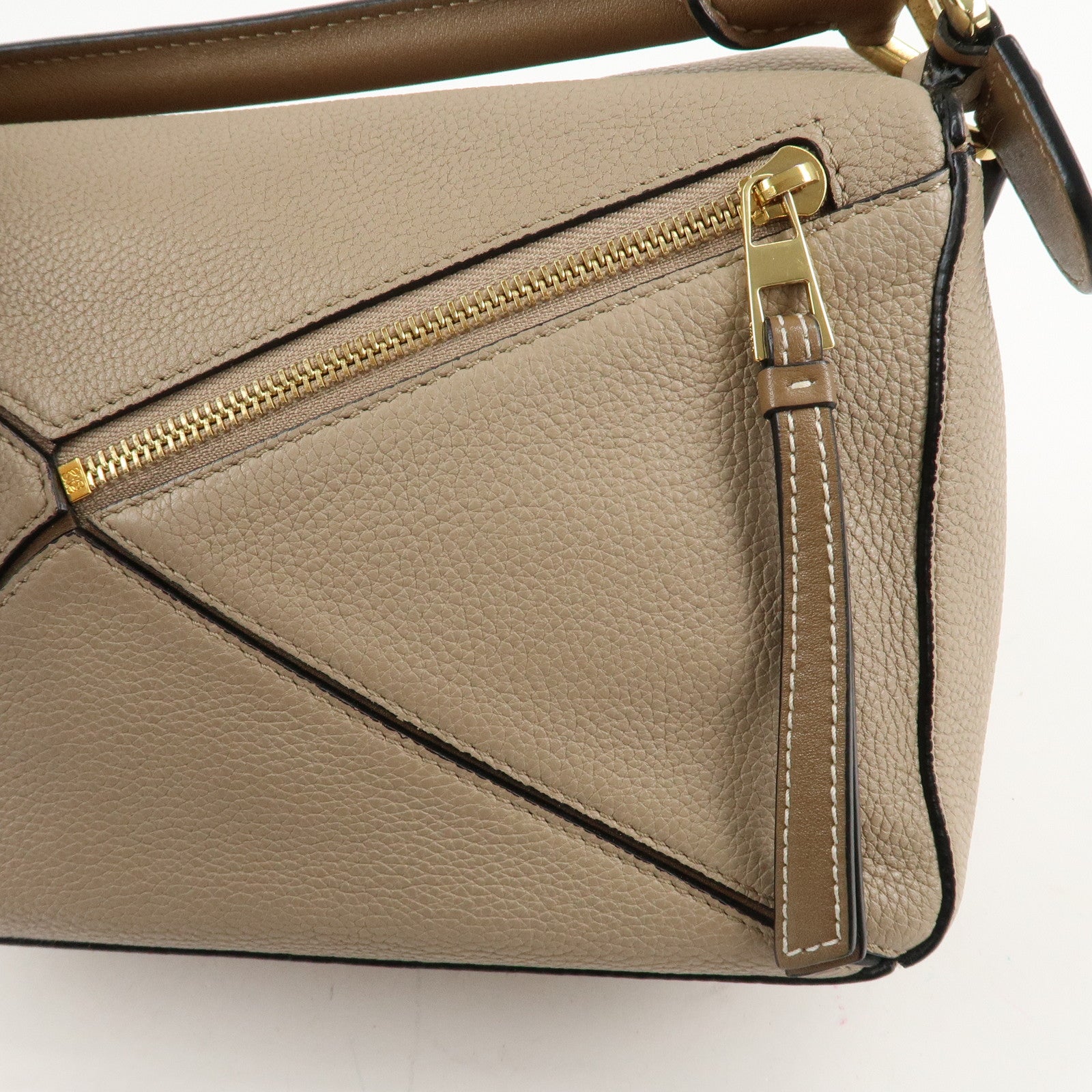 LOEWE Leather Puzzle Bag Small 2Way Bag Hand Bag Beige Used